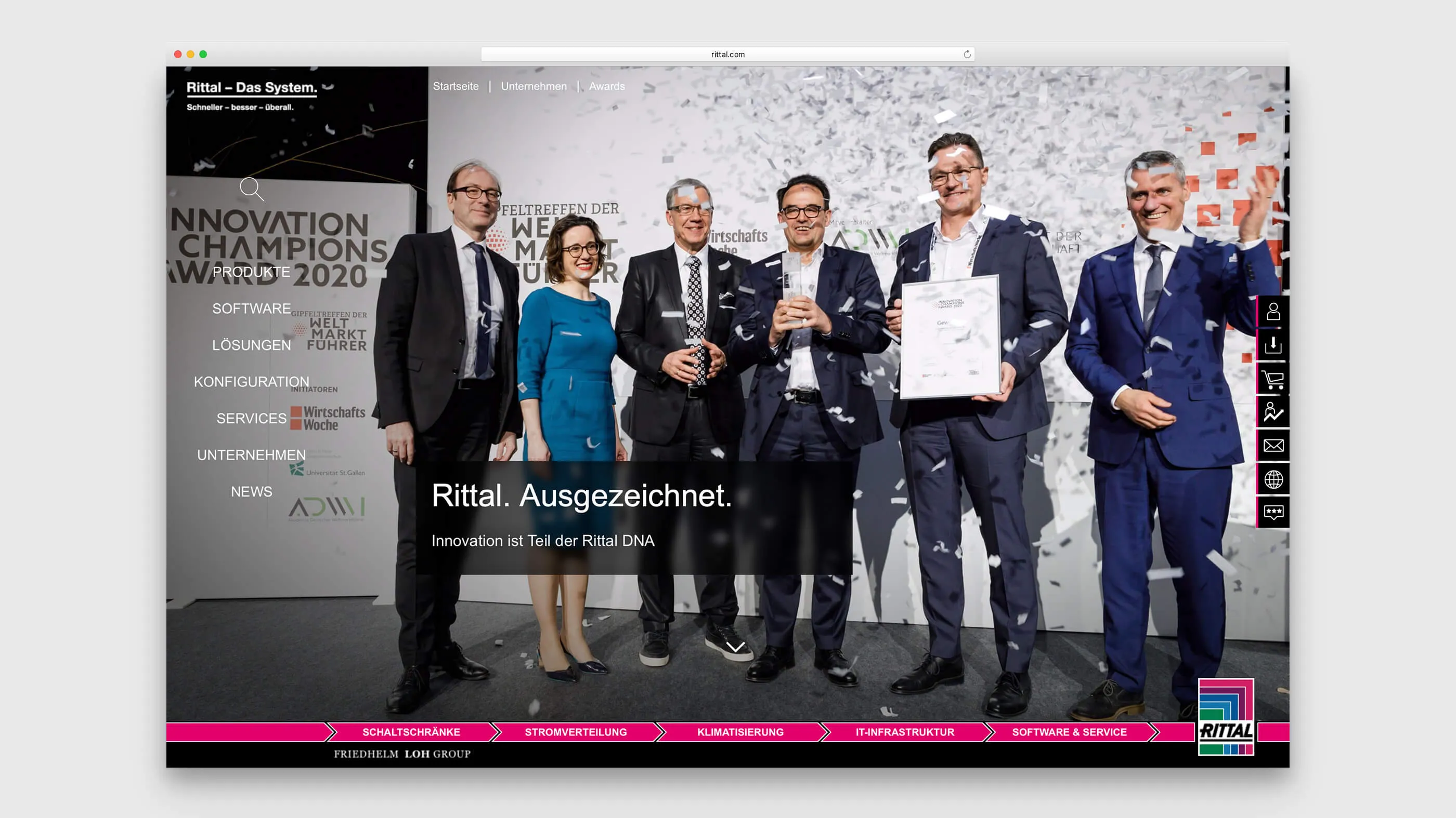 Mitarbeiter der Friedhelm Loh Group bei der Entgegennahme des Innovation Champions Award 2020 für ONCITE