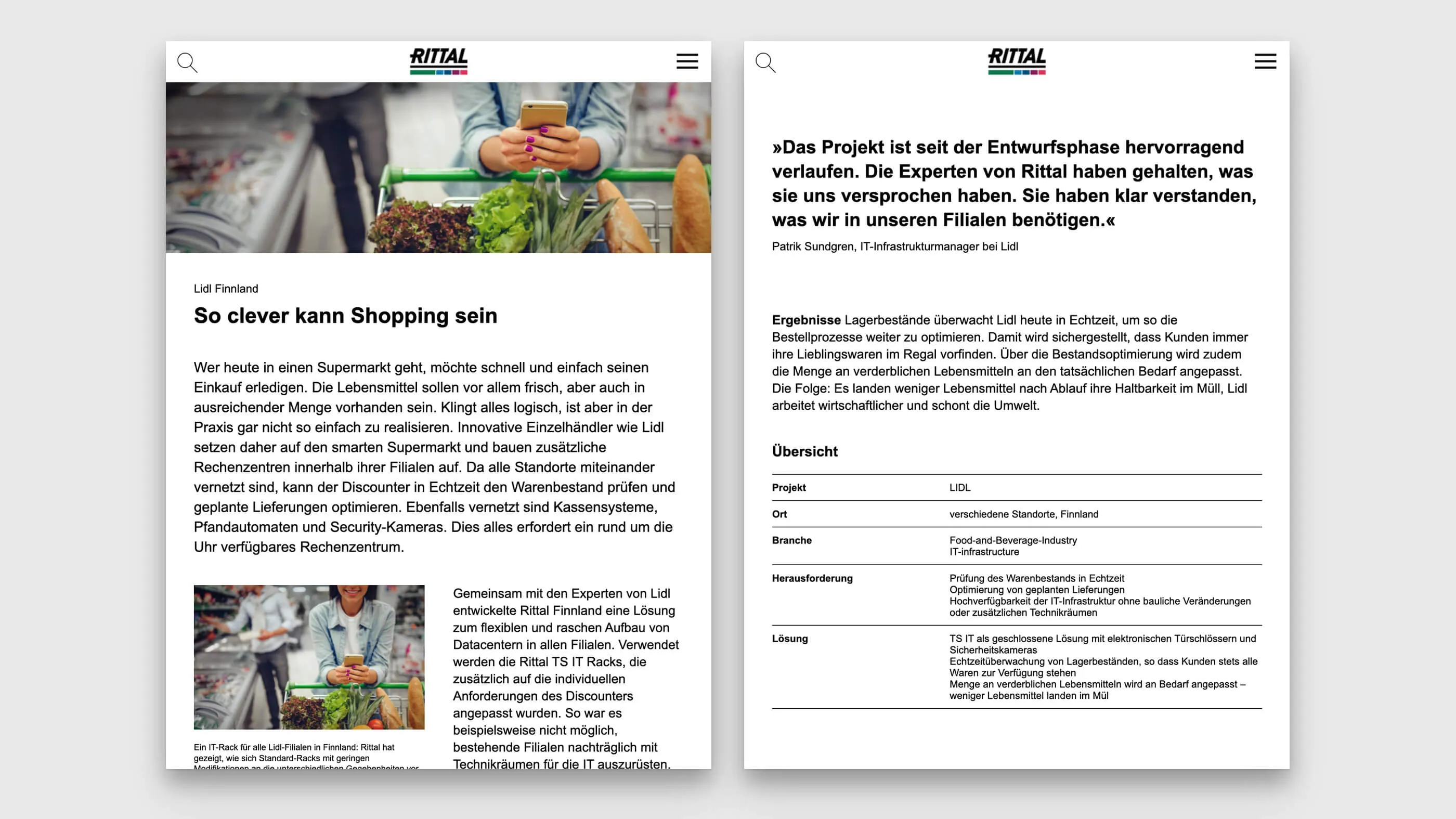 Information über Rittal TS IT Racks auf dem Tablet