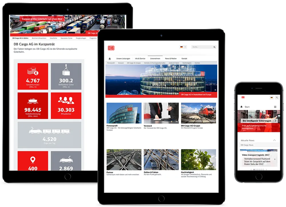 Db Cargo screens on iPads and iPhone