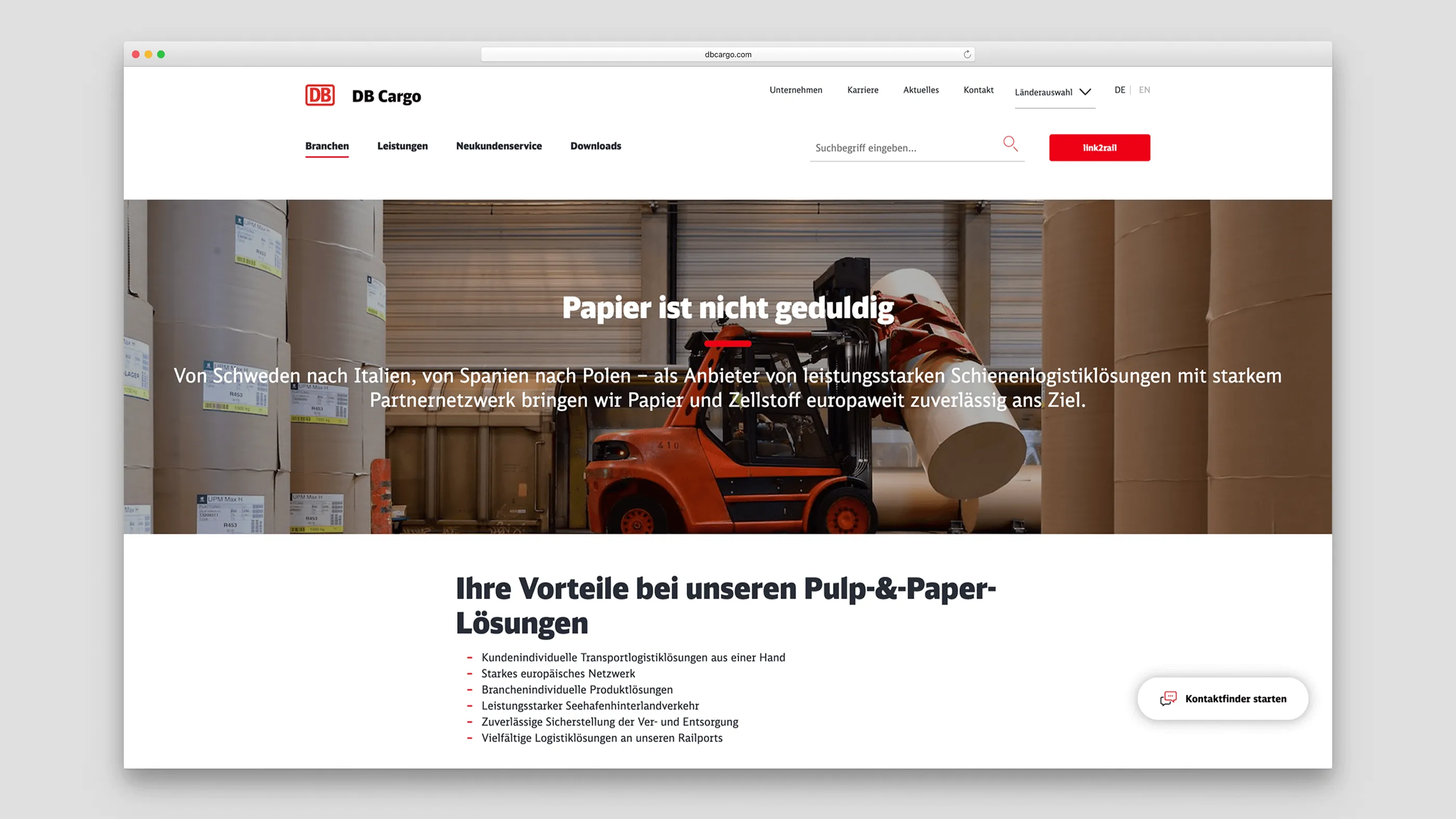 Forklift truck transports a roll of paper