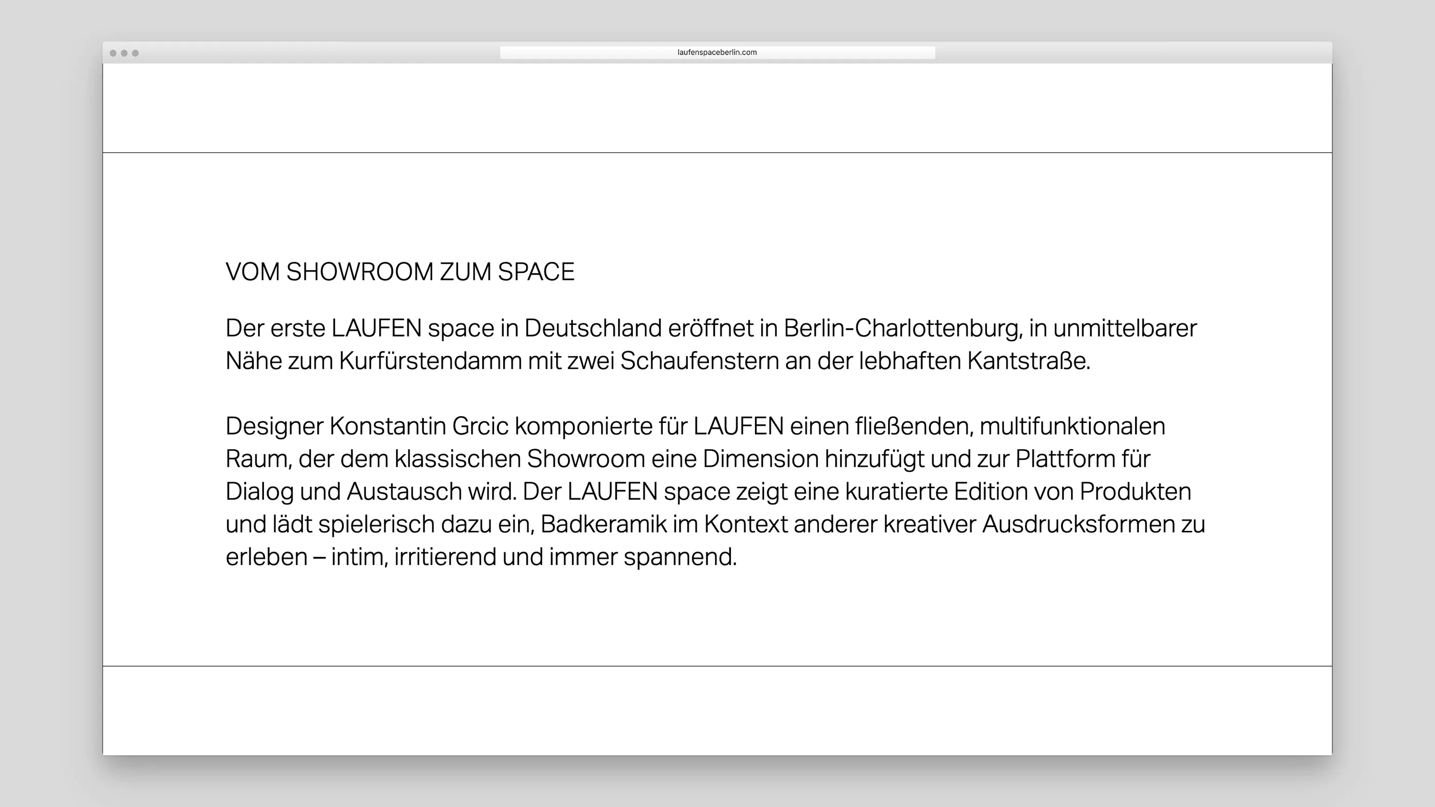 Text über das Konzept des Laufe Space Berlin