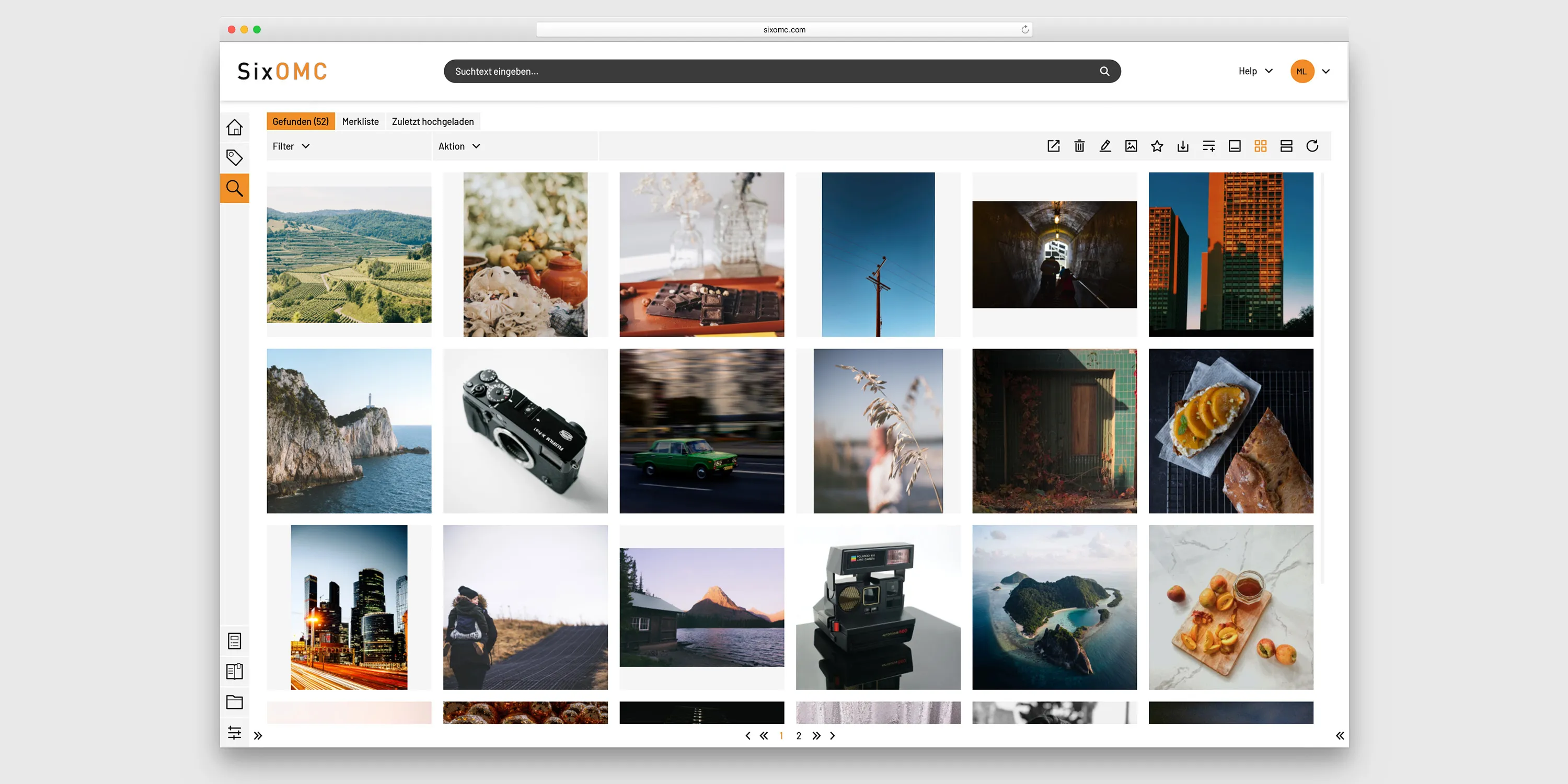 Suchergebnis von Bildern im Media Asset Management Systems von SixOMC