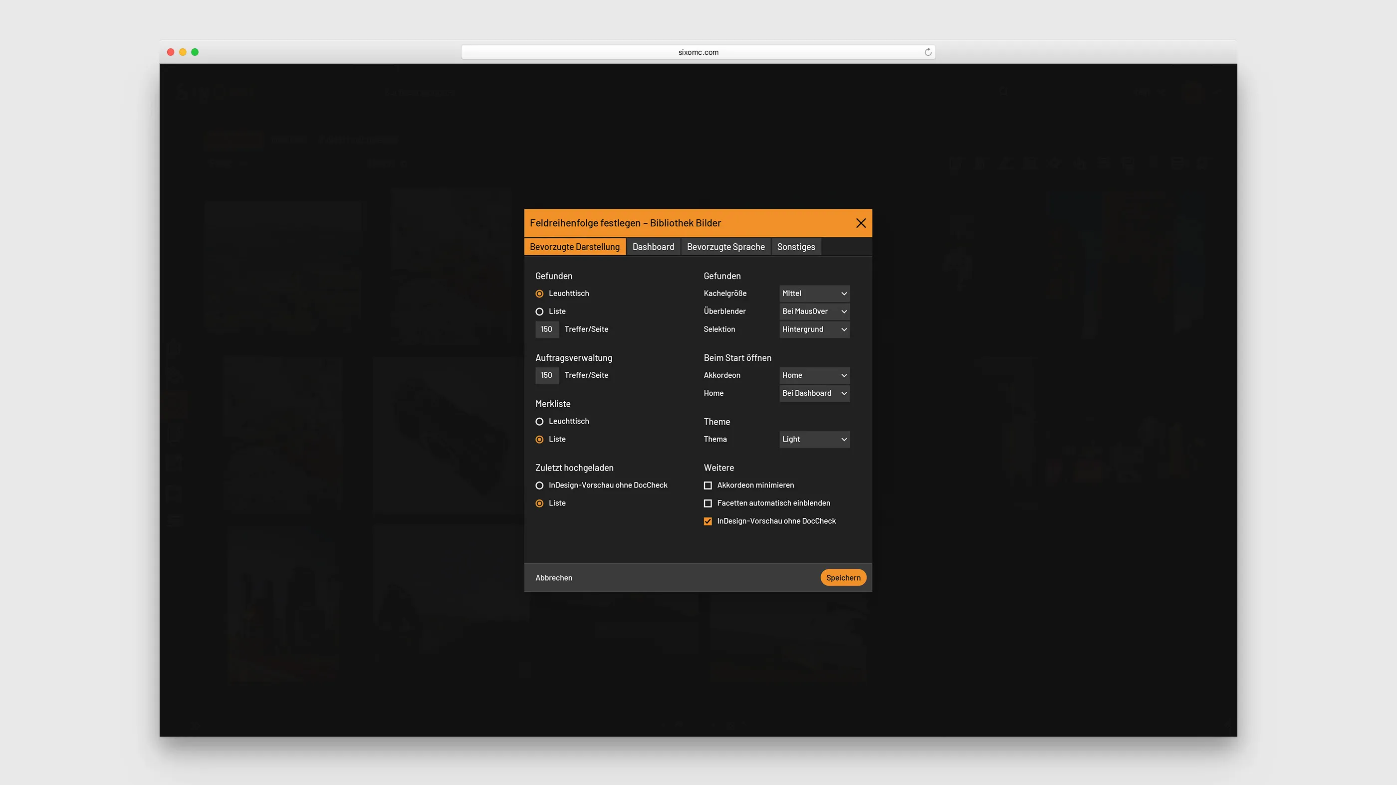 Detail of the GUI of the Media Asset Management System from SixOMC
