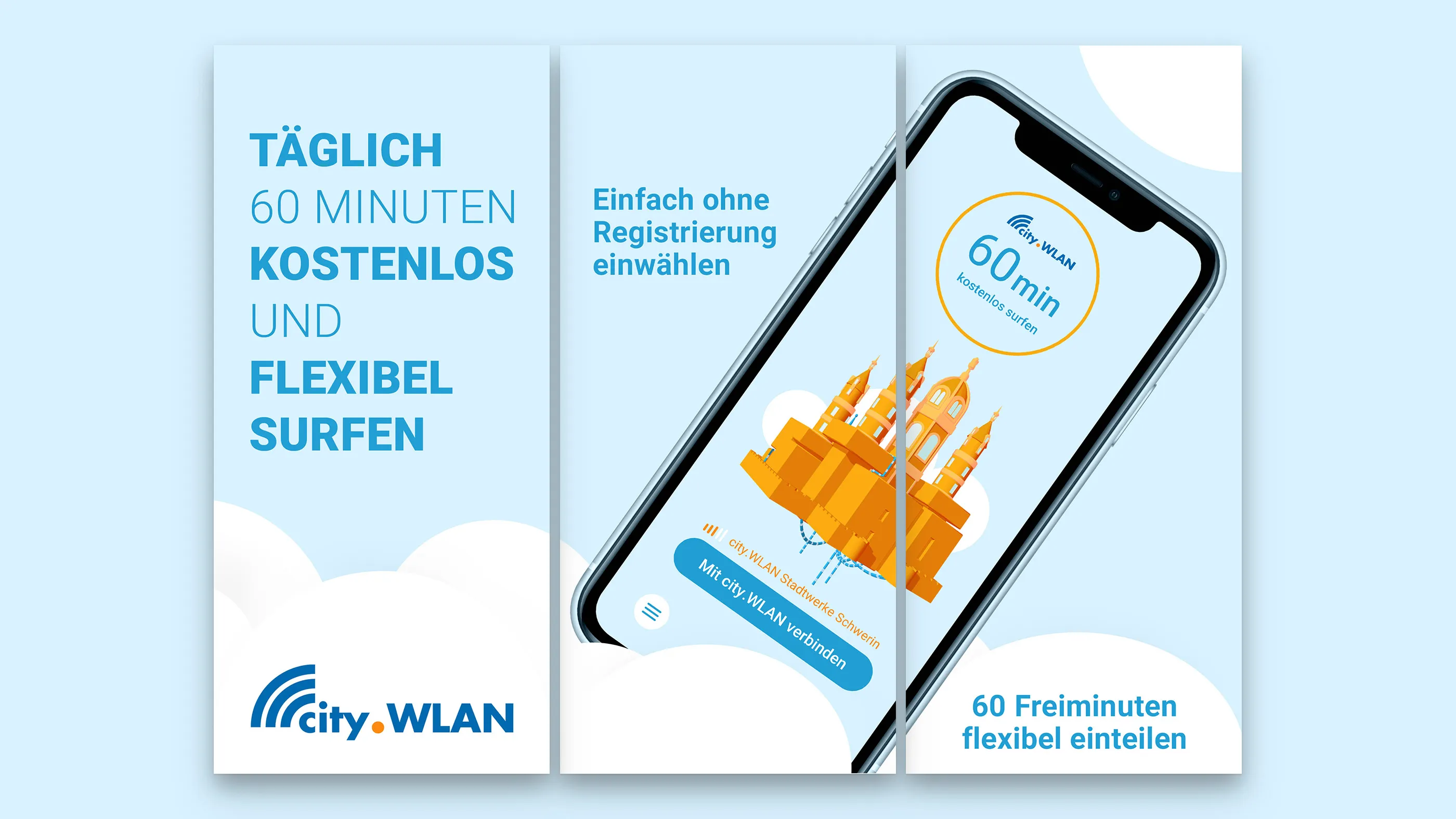 Smartphone mit cityWLAN App in der Anwendung