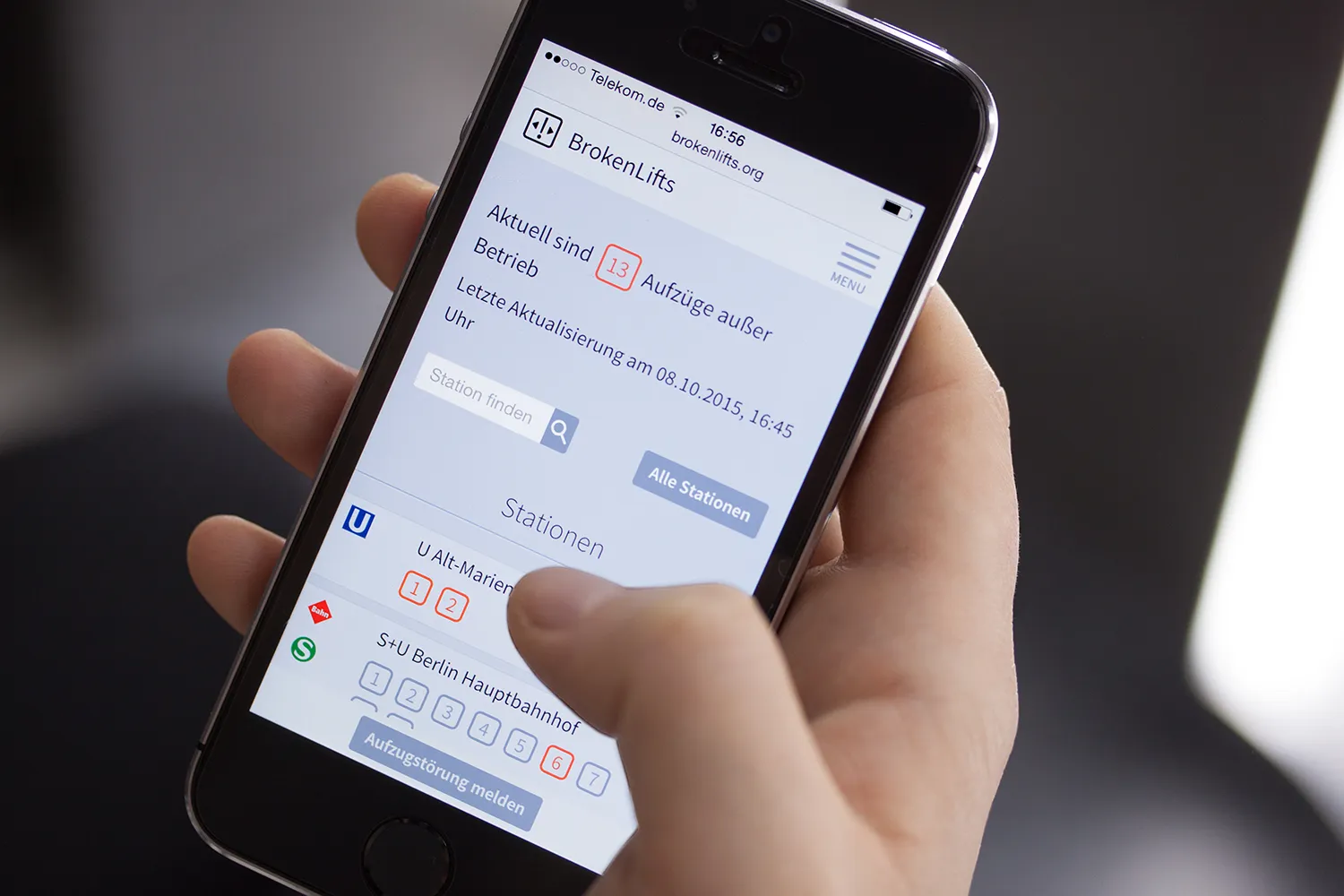 BrokenLifts.org auf dem Smartphone