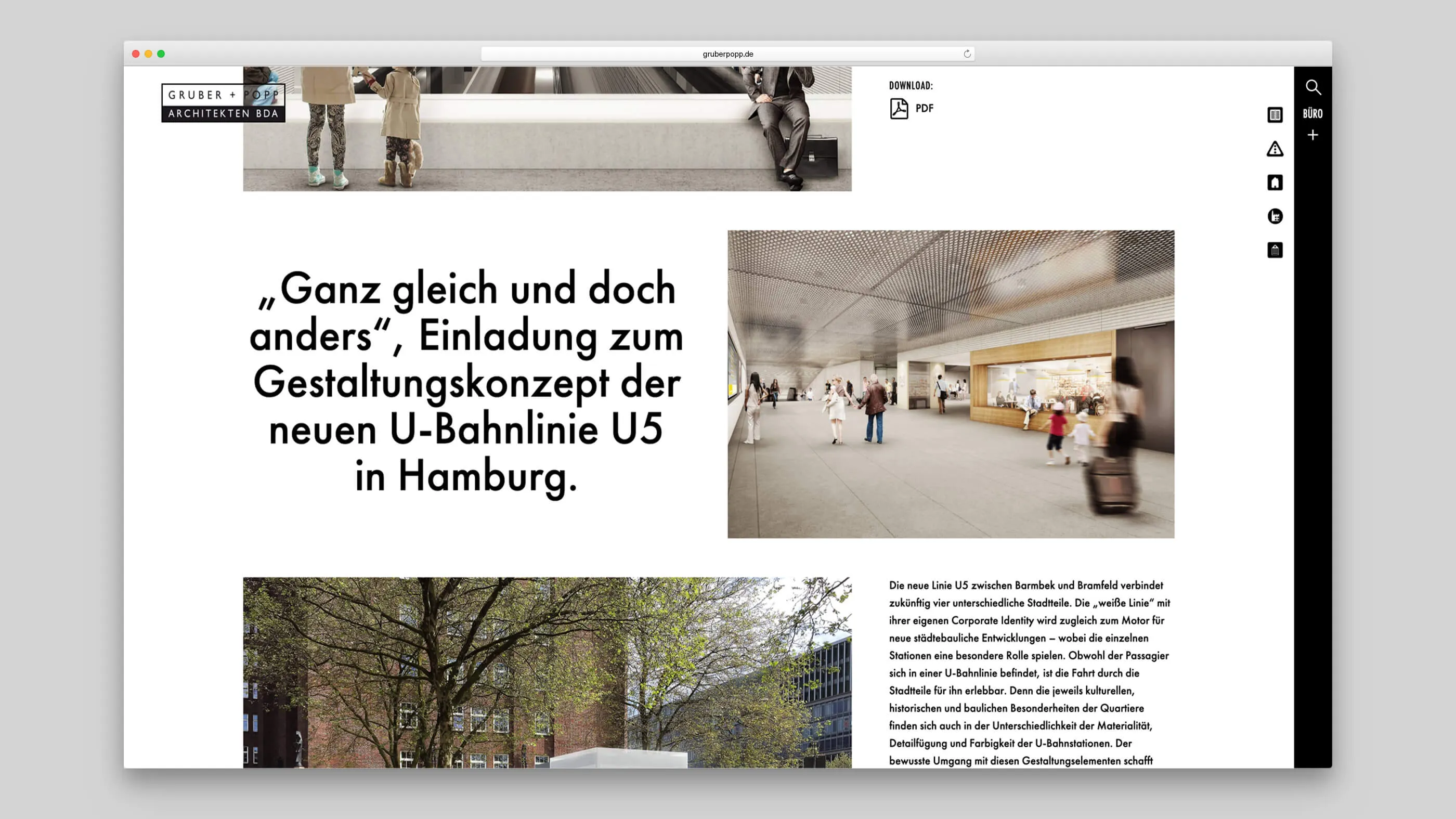 Information text and several pictures about the U5 project Hamburg