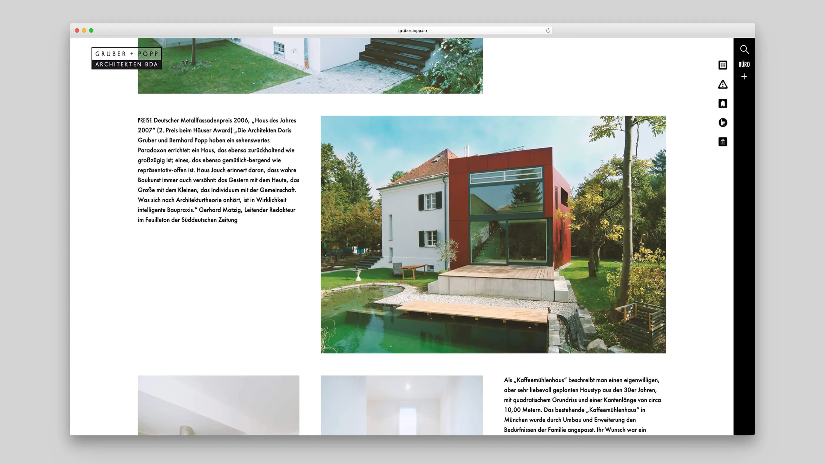 Existing building with red extension by Gruber and Popp