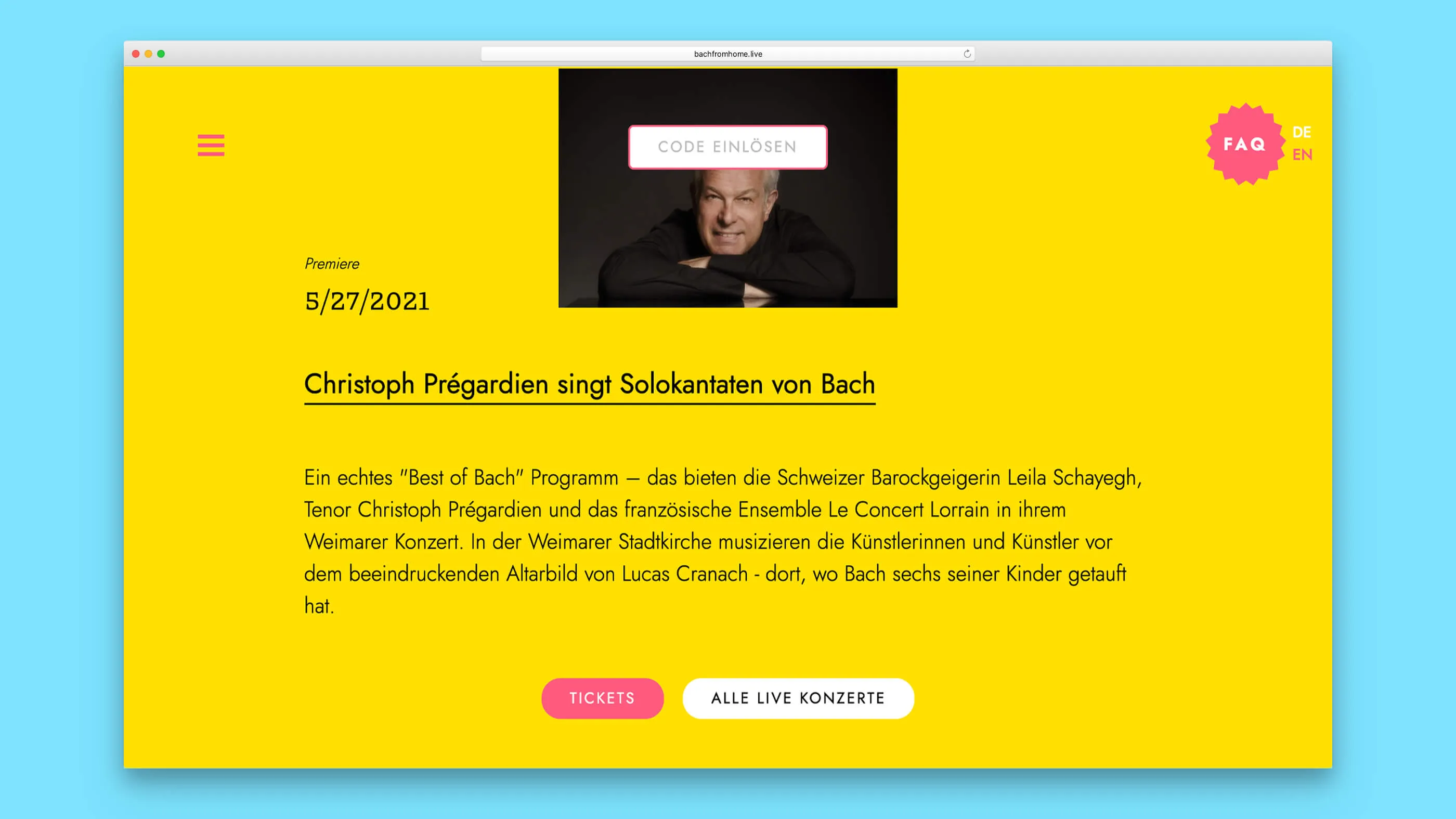 Detailseite Bach From Home