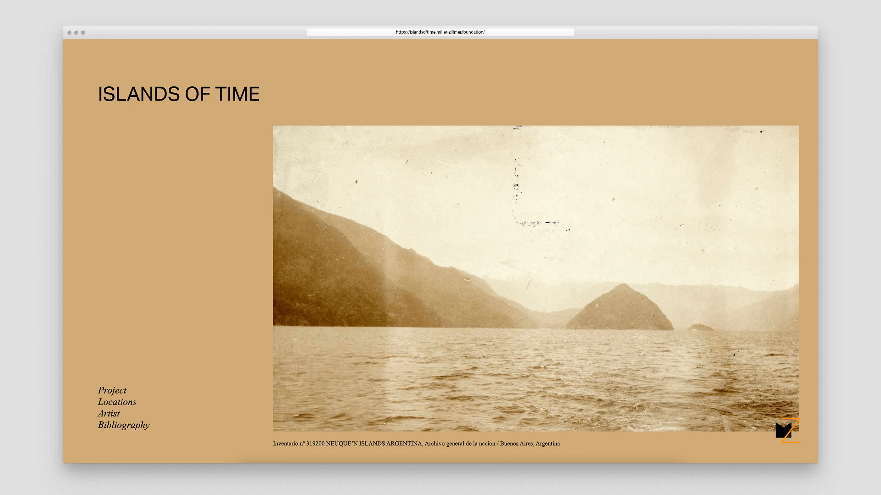 Screenshot Islands Of Time Microsite of the Miller-Zillmer Foundation