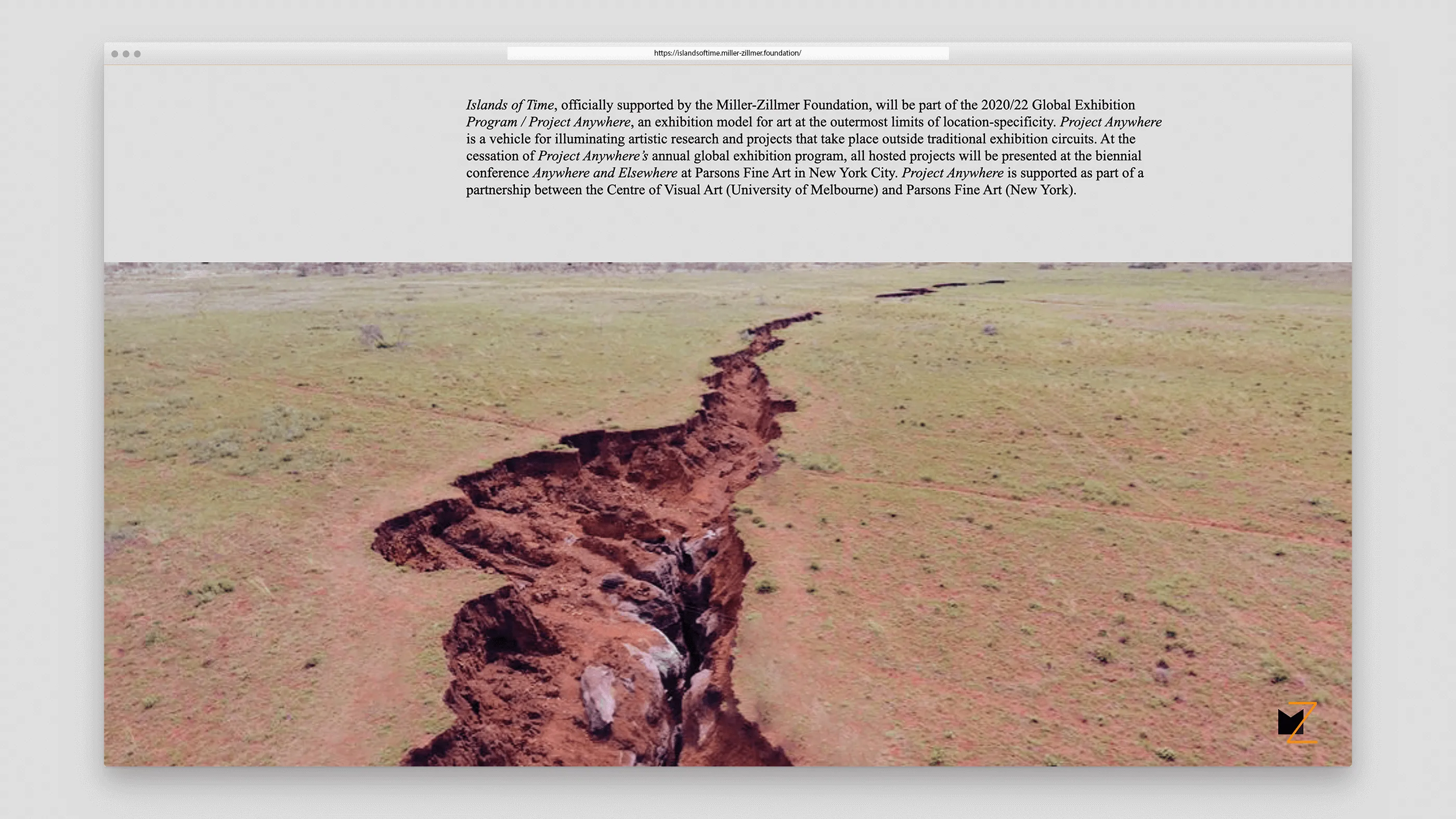 Screenshot Islands Of Time Microsite of the Miller-Zillmer Foundation
