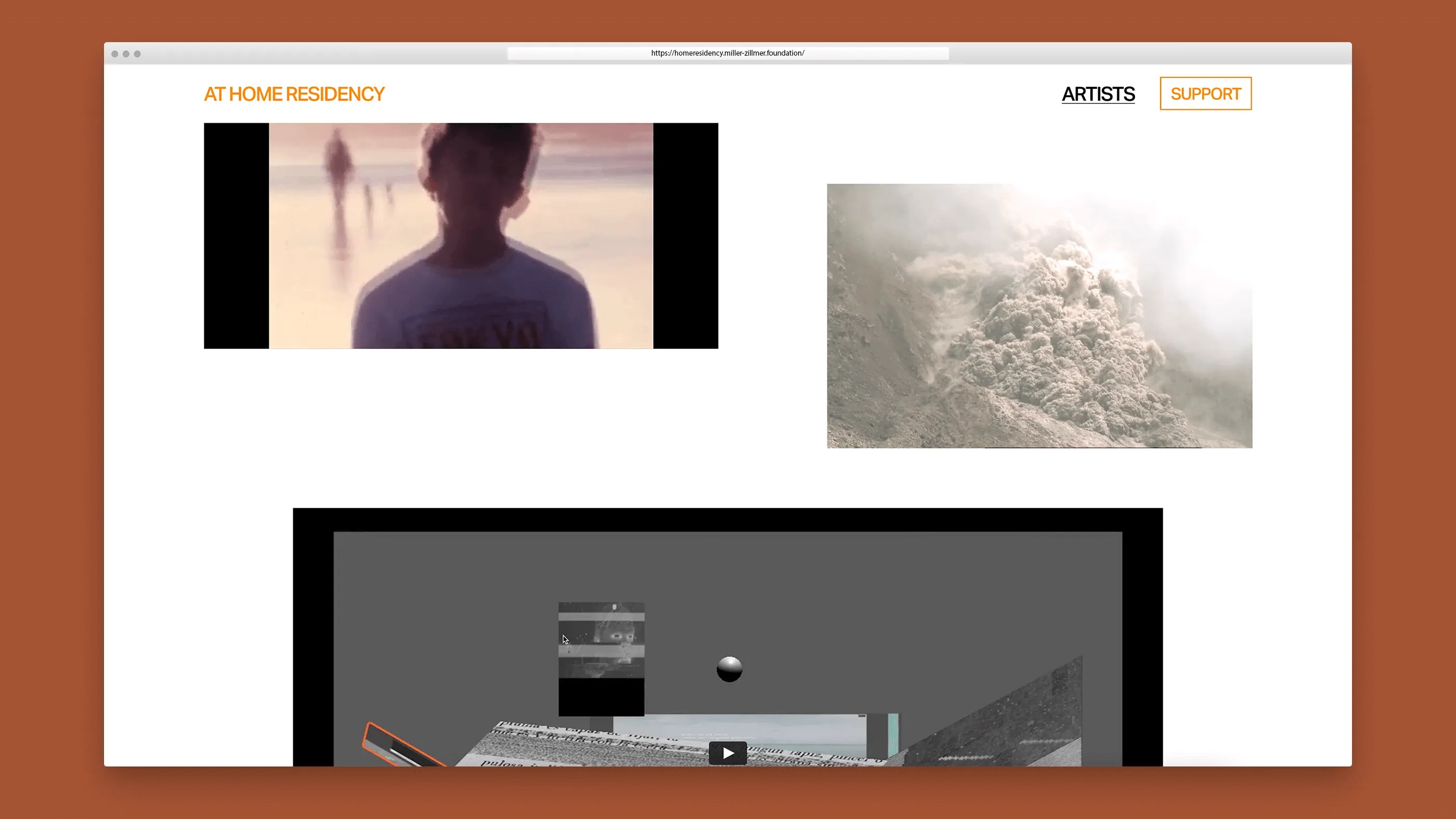 Screenshot At Home Residency Microsite of the Miller-Zillmer Foundation
