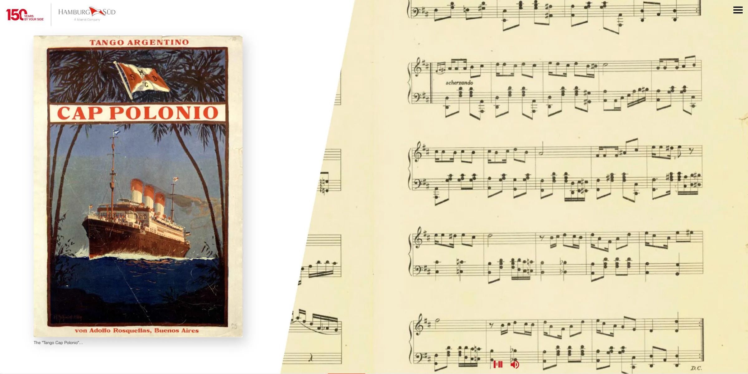 Screenshot Microsite 150 Jahre Hamburg Süd von Henkelhiedl – der "Tango Cap Polonio"