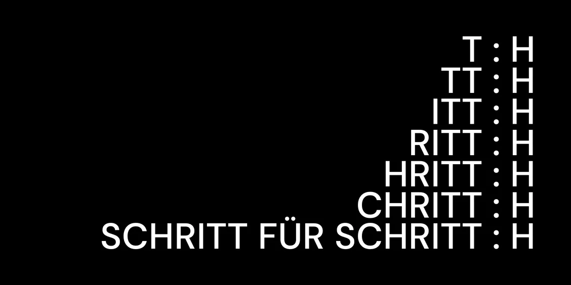Grafische Abbildung welche die Redewendung Schritt für Schritt in Corporate Design von HENKELHIEDL zeigt