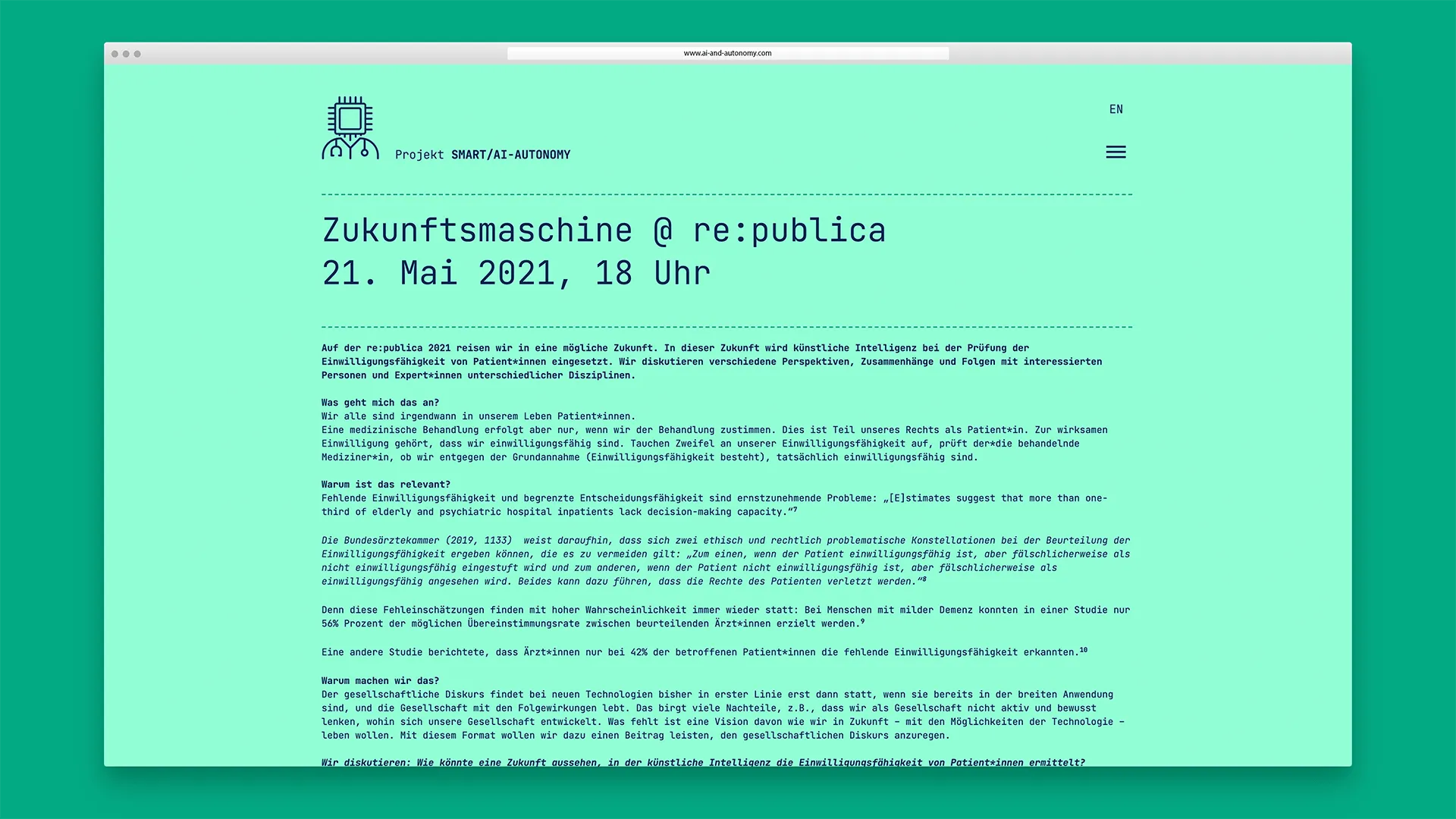 Screenshot des Projekts SMART/AI & AUTONOMY