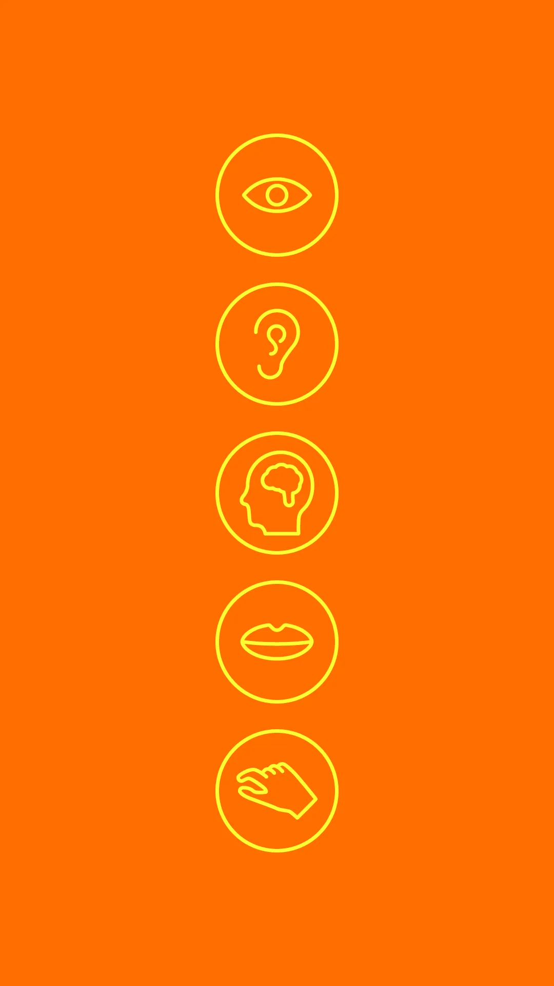Abbildung von Icons, welche die Symbole für Sehen, Hören, Denken, Sprechen und mit der Hand bedienen stehen