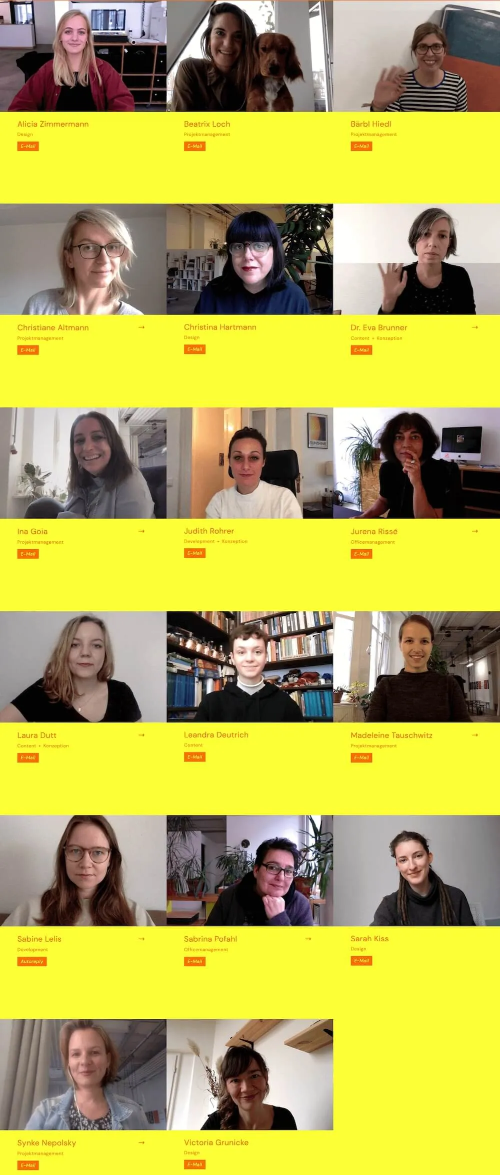 Screenshot zum Internationaler Frauentag am 08. März 2022 der alle Frauen in der Teamübersicht zeigt