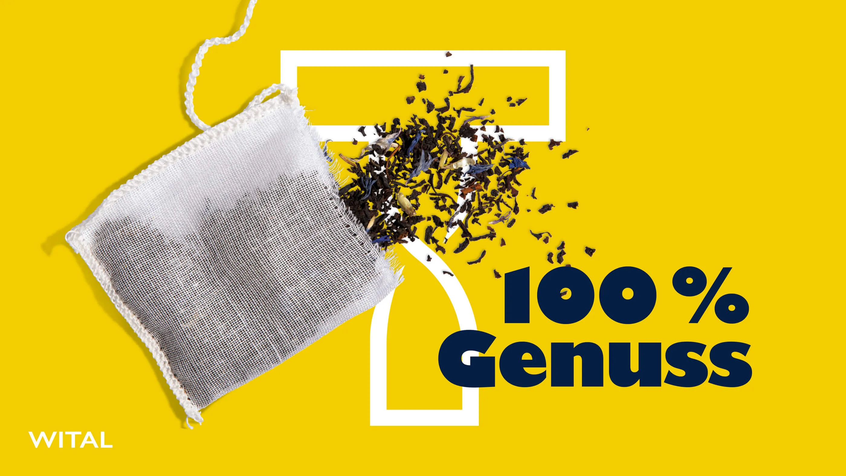 Ein Kampagnenmotiv von WITAL: »100 Genuss« als Text