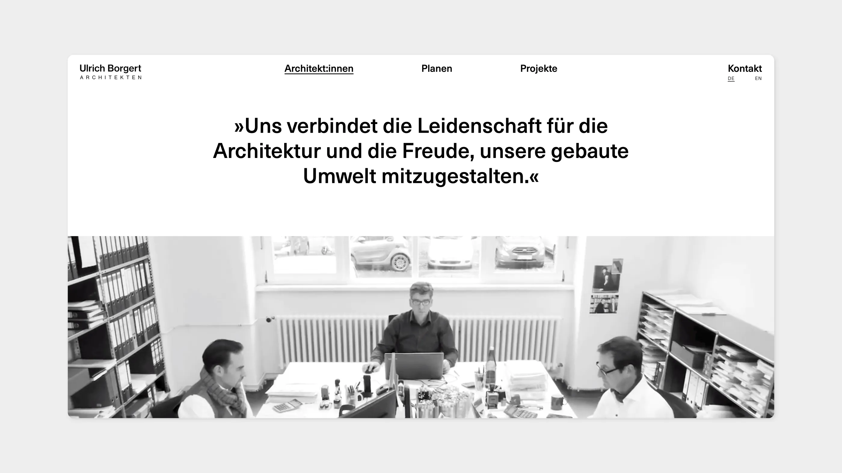 The team section on the website of Ulrich Borgert Architekten