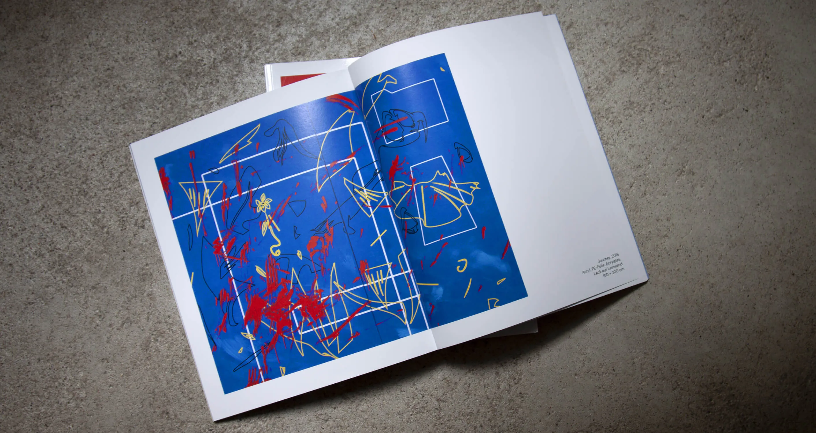 Double page in the catalogue of Ellen Möckel's exhibition at Galerie GE59