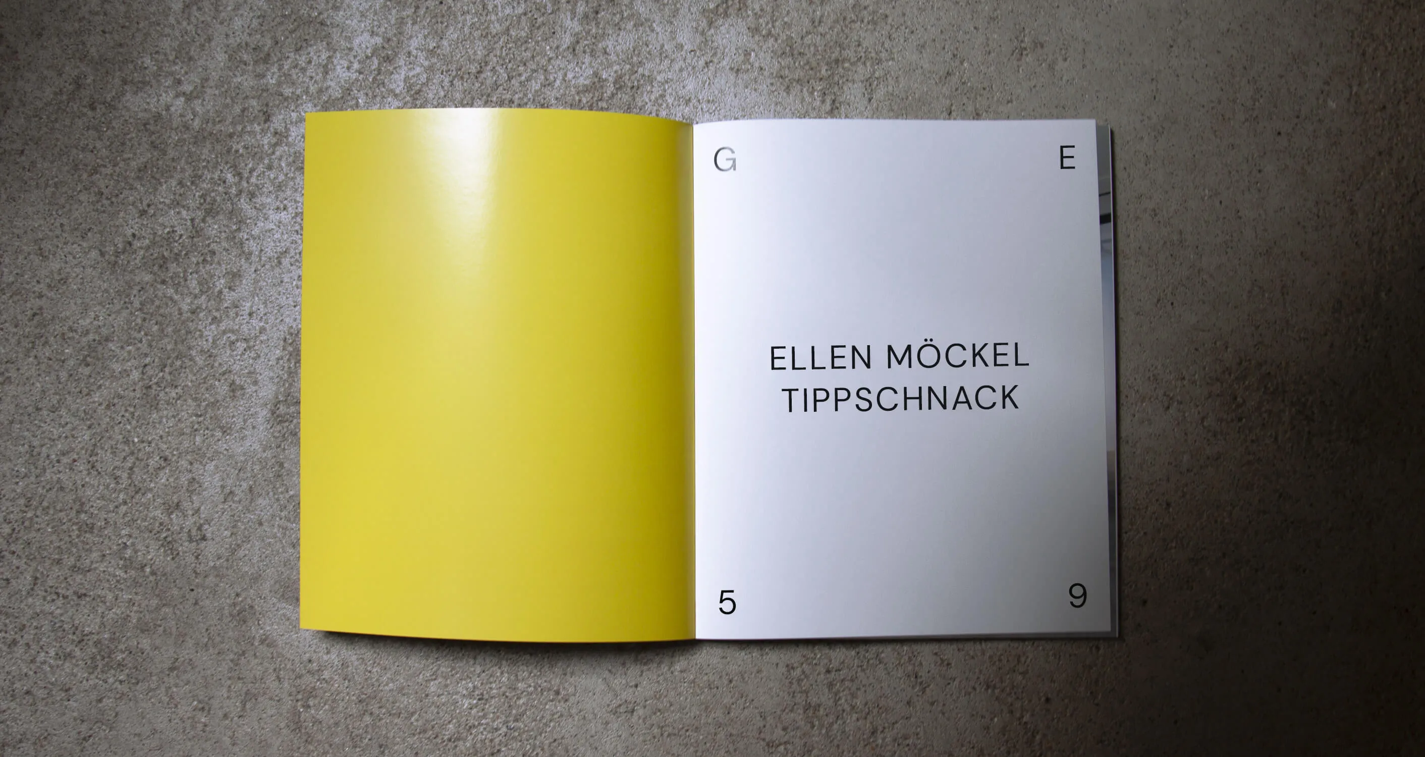 Double page to the exhibition catalogue by Ellen Möckel at Galerie GE59, 2021.