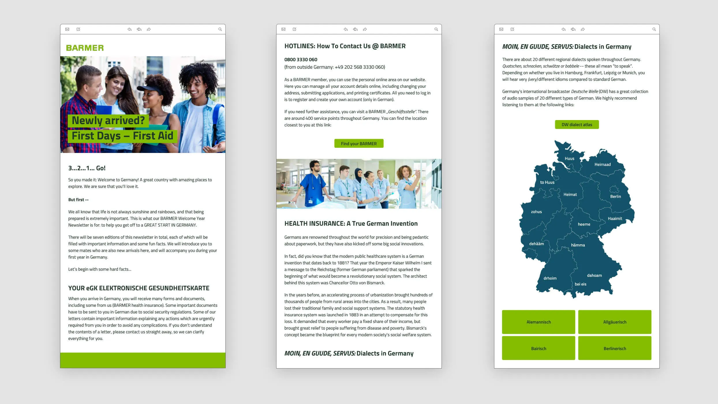 Screenshots der Barmer-Newsletter