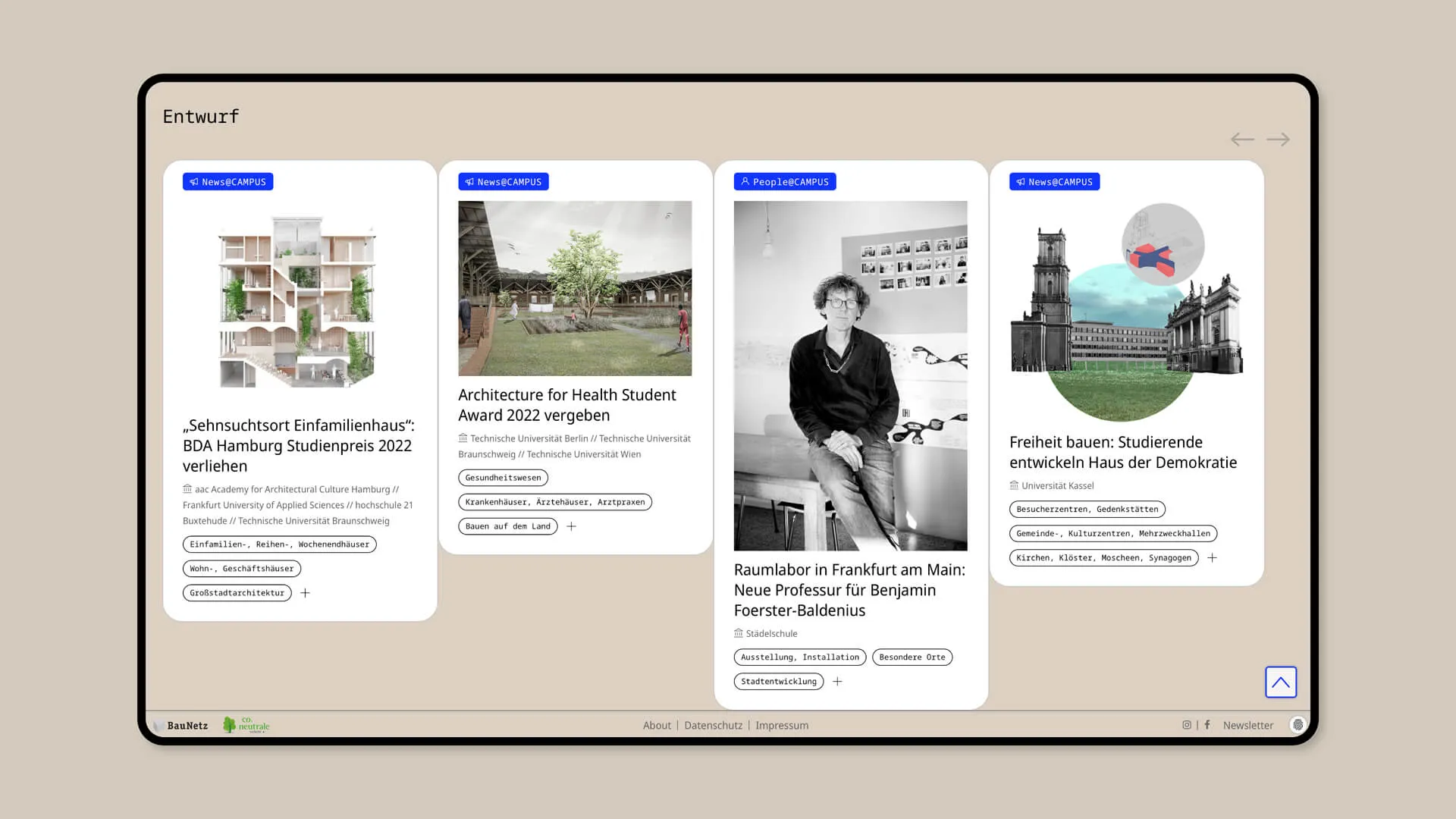 Screenshot von baunetz CAMPUS