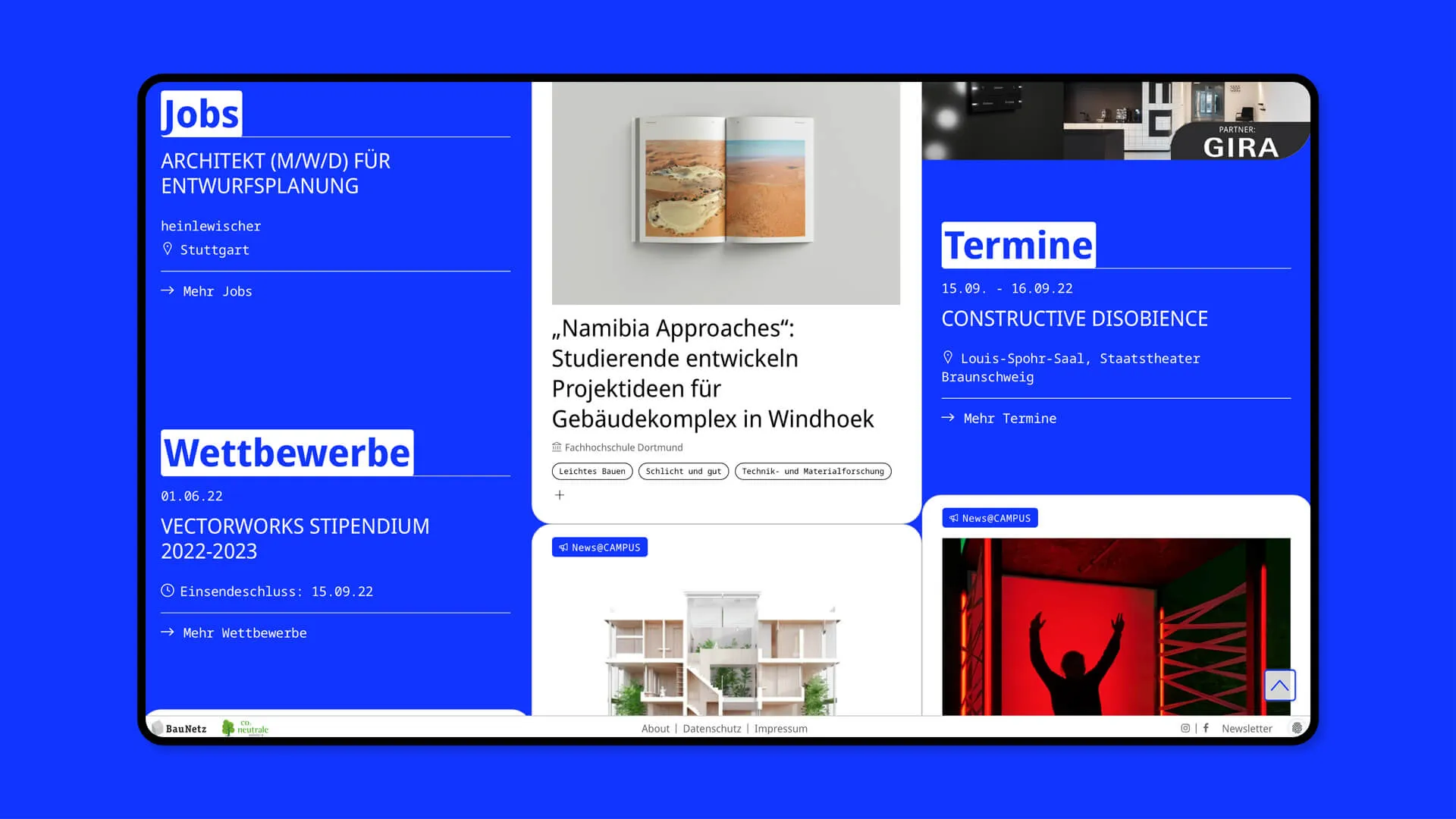 Screenshot von baunetz CAMPUS