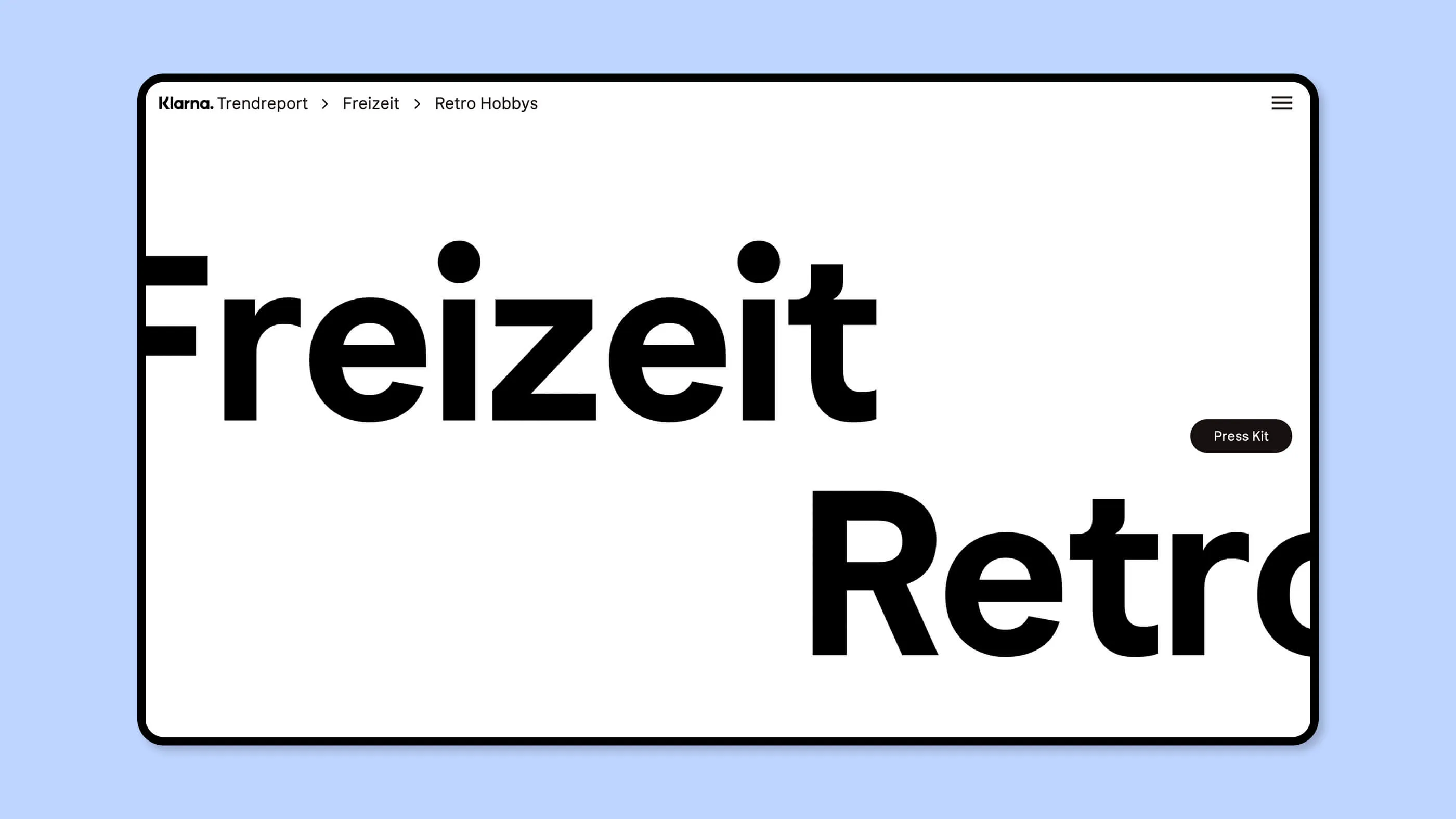 Screenshit der Klarna Trendreport Nr. 02 mit dem Thema Freizeit