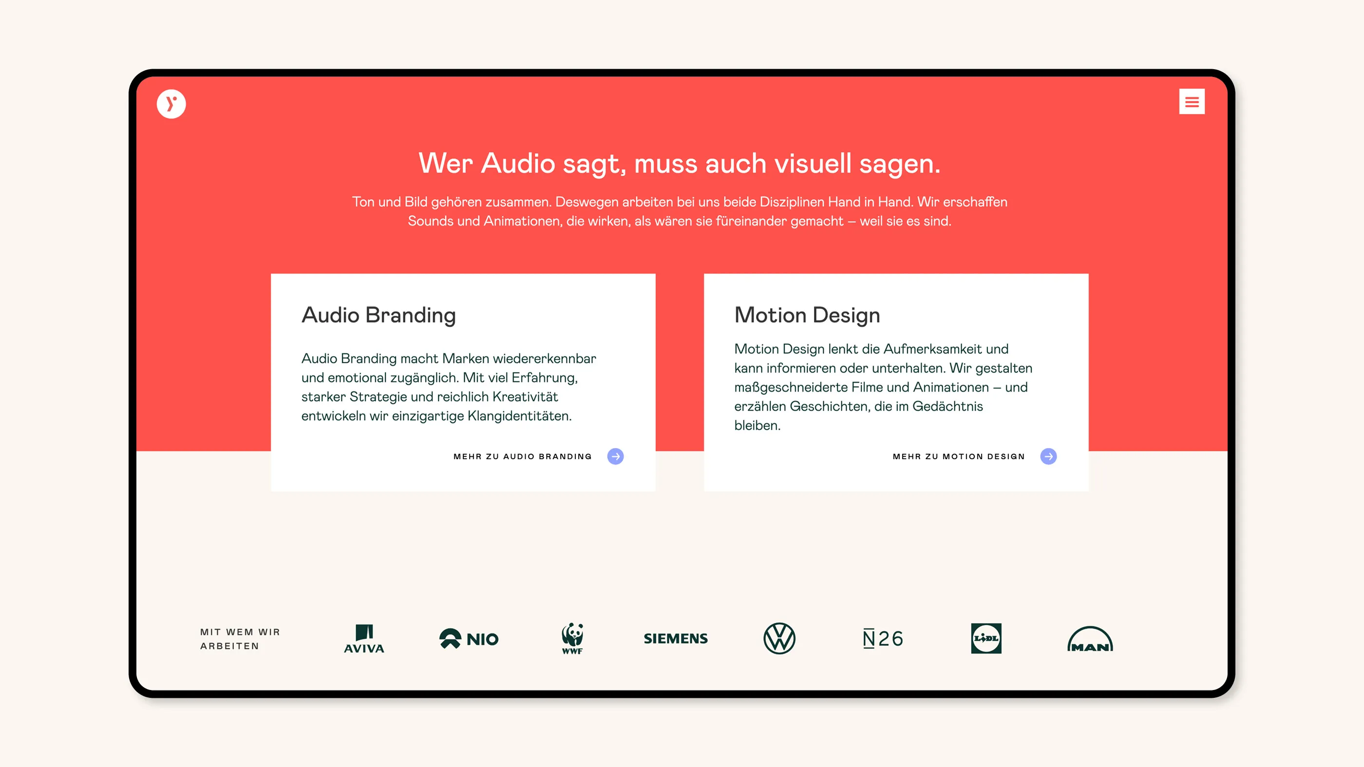 Website-Screenshot der Agentur »why do birds« mit Beschreibung der wichtigsten Leistungen