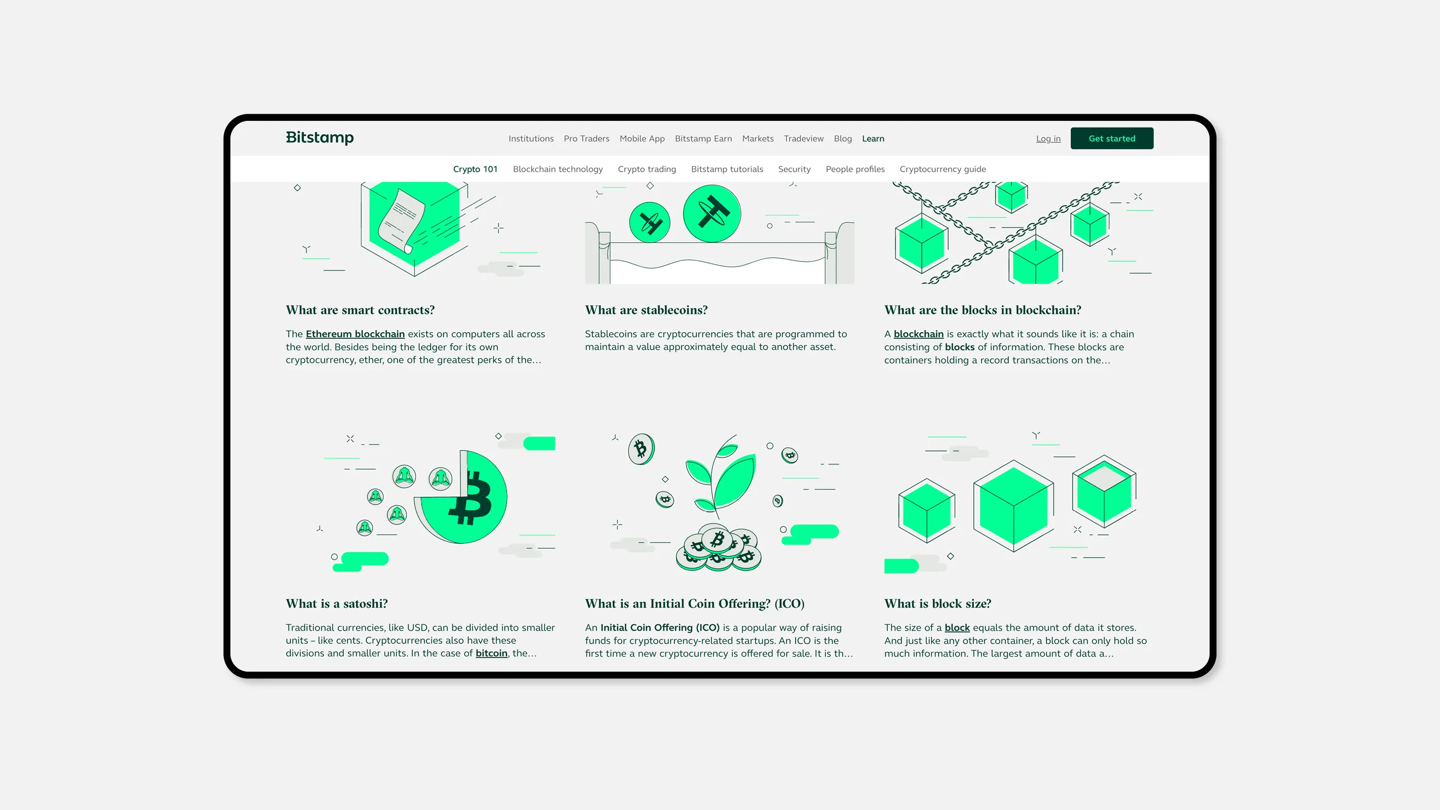 Ein Screenshot mit Illustrationen von www.bitstamp.net/learn.