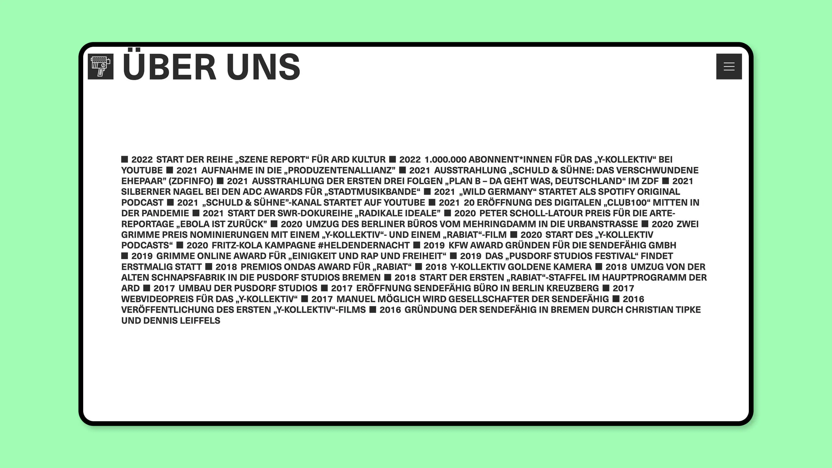 Screenshot from the sendefähig website