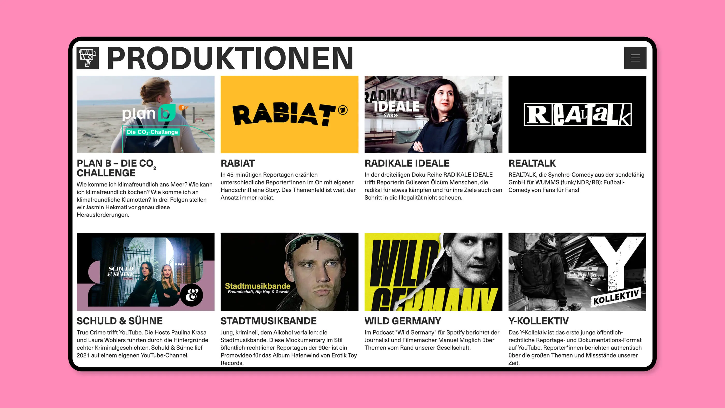 Screenshot from the sendefähig website