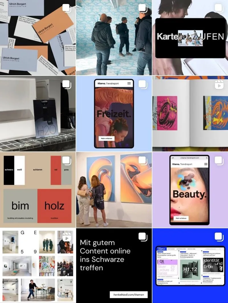 Screenshot der Übersicht der letzten Beiträge von HENKELHIEDL bei Instagram