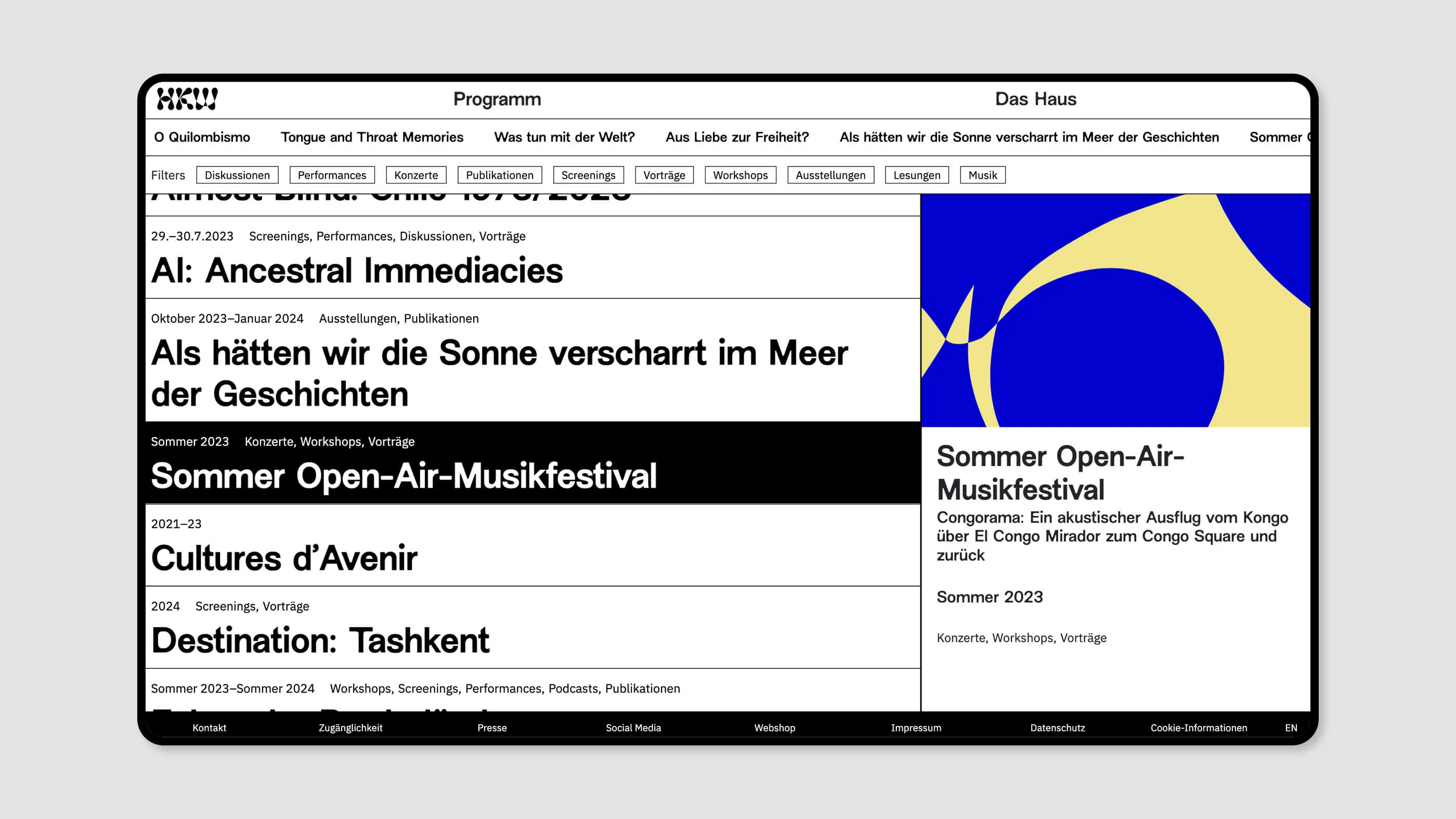 Scrteenshot des so genannten Superfooter, der quasi die Funktion der Navigation übernimmt