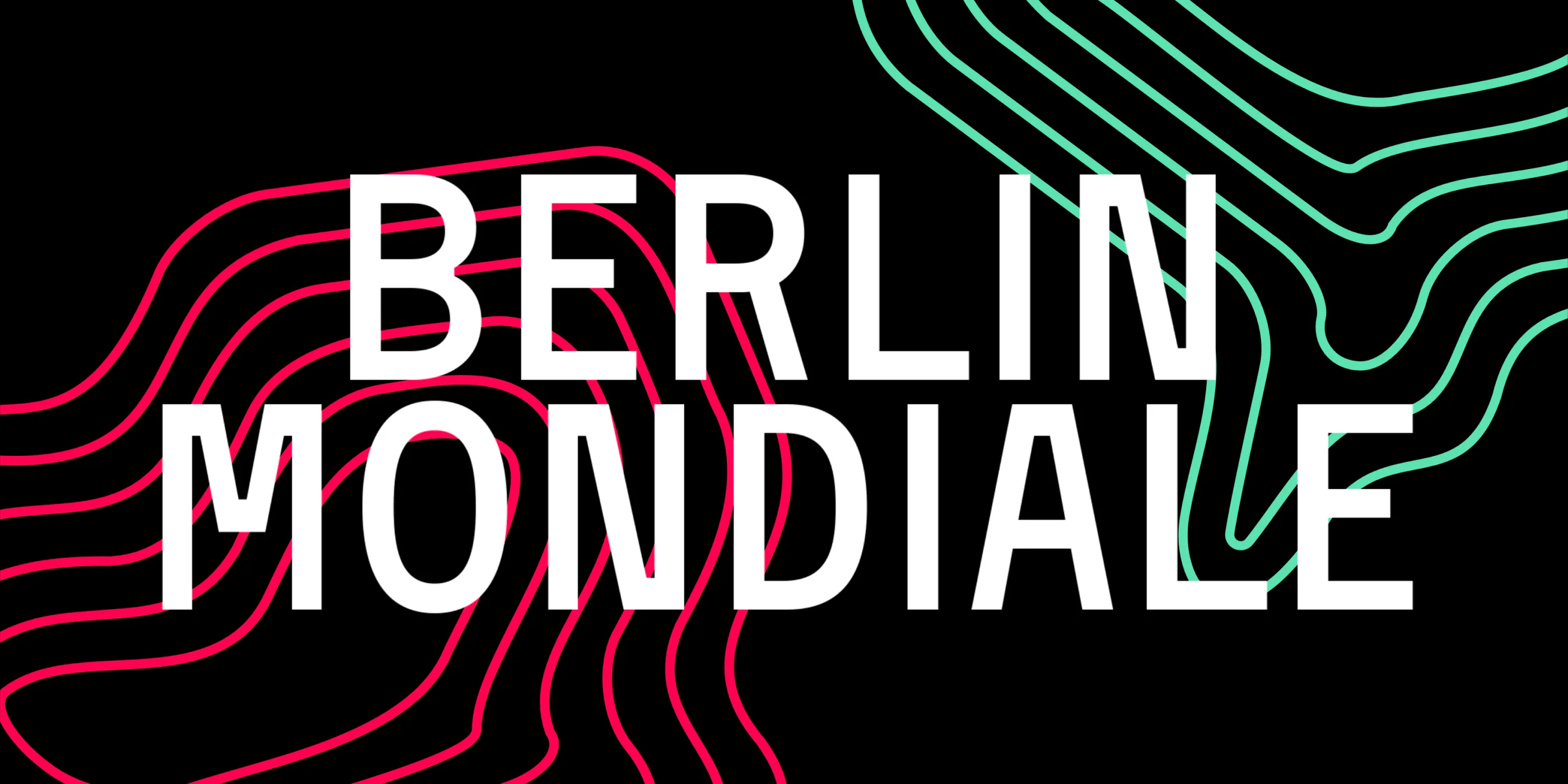 Startmoment der Website der Berlin Mondiale, der abstrakte, bunte Wellen und den Schriftzug »Berlin Mondiale« zeigt