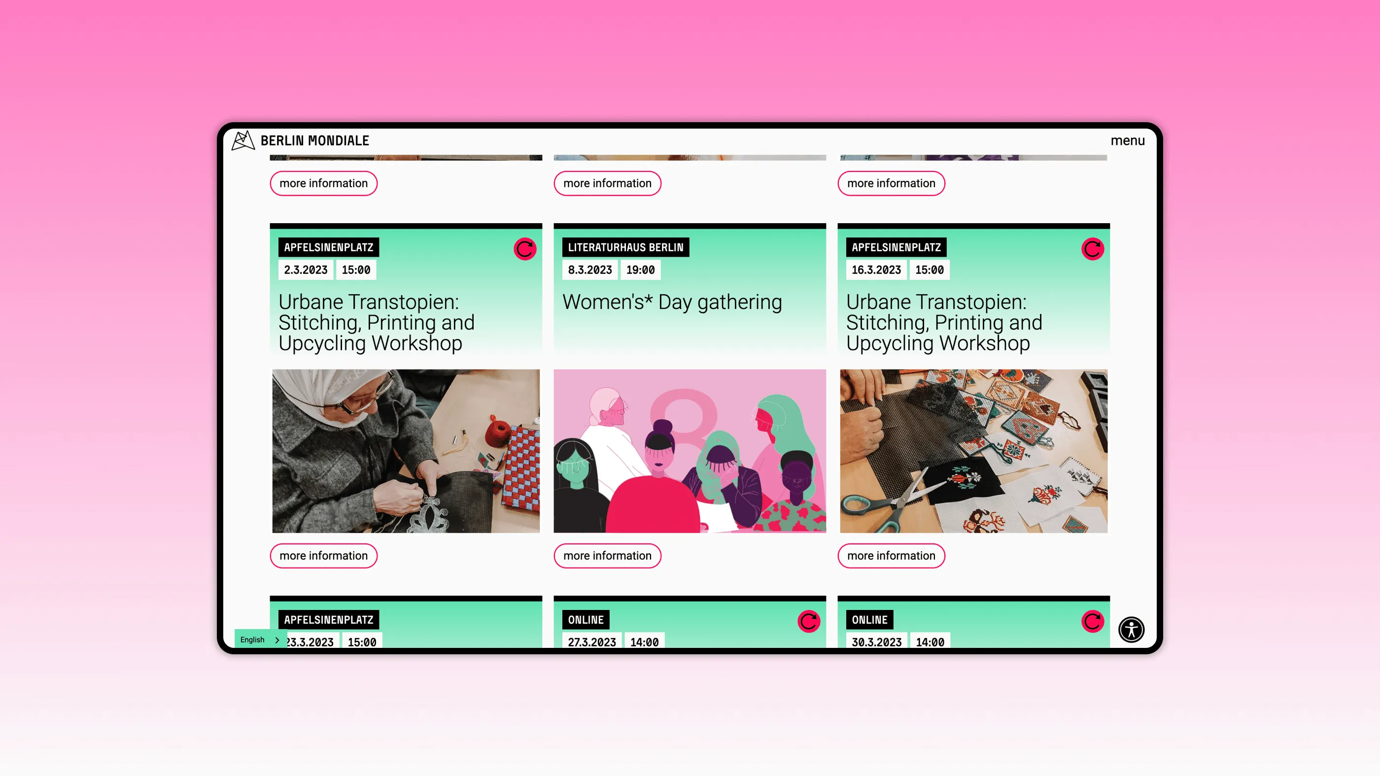Screenshot of the Berlin Mondiale website