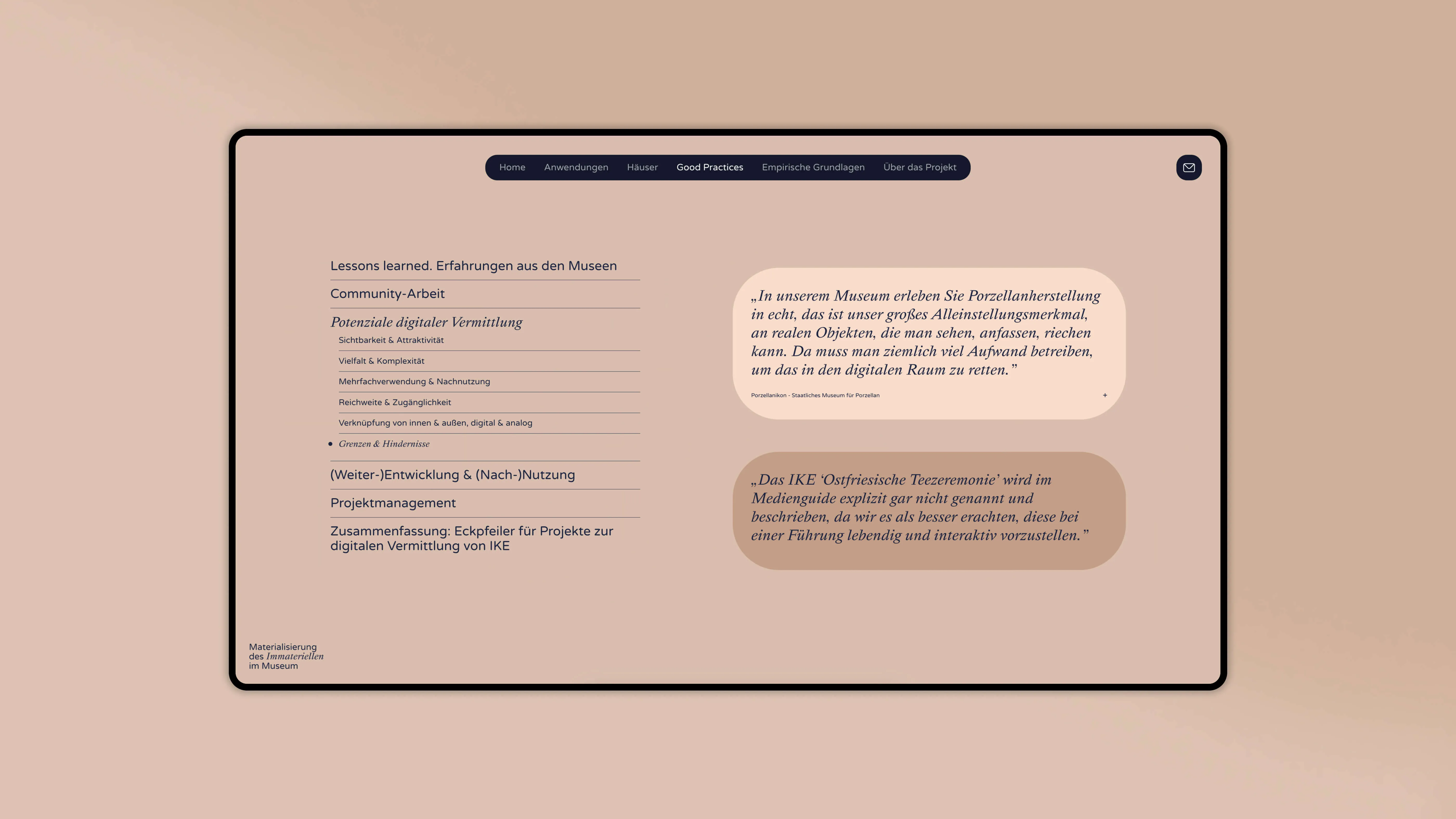 A screenshot of the website immateriell.smb.museum of the Stiftung Preußischer Kulturbesitz.
