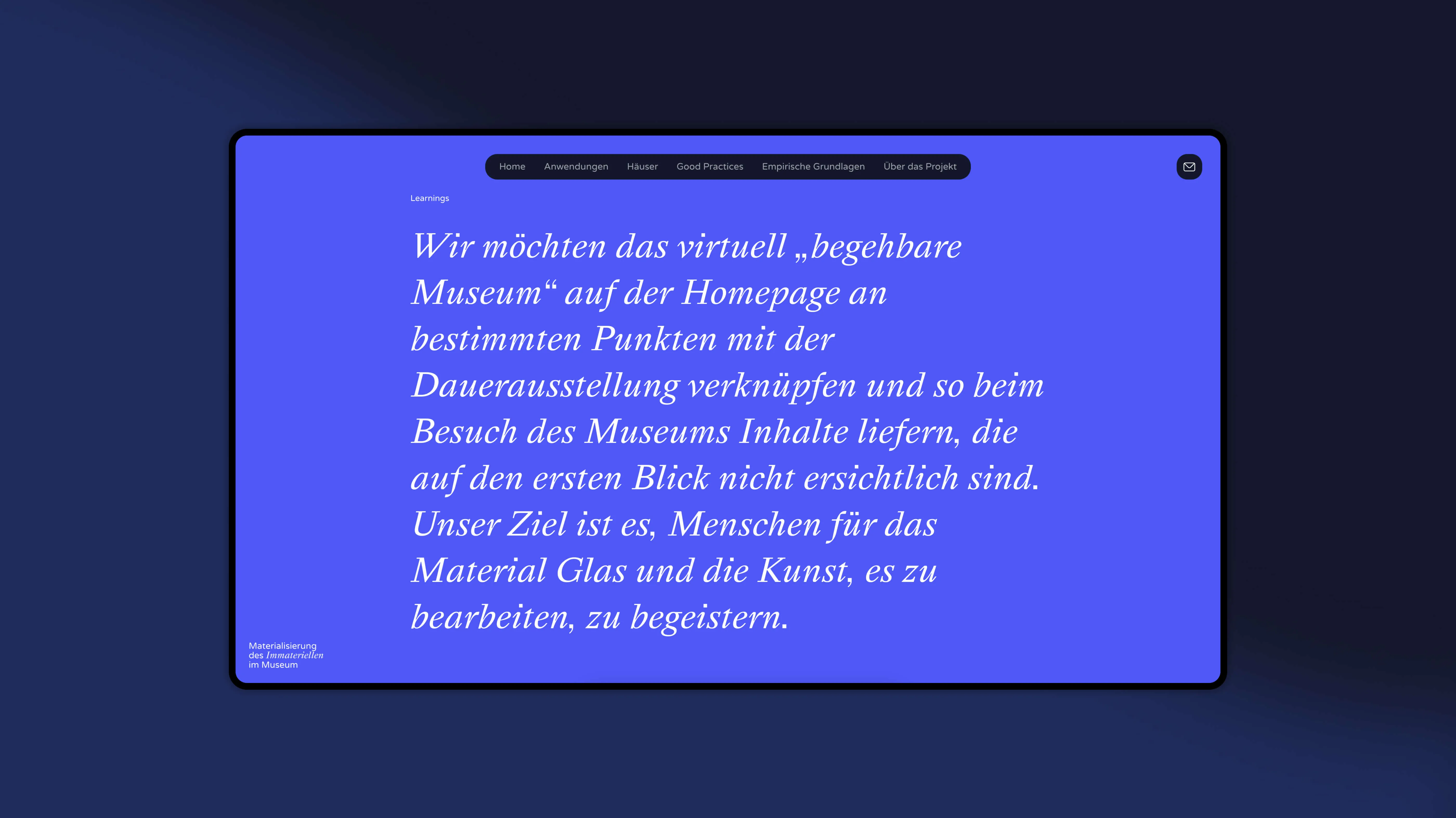 A screenshot of the website immateriell.smb.museum of the Stiftung Preußischer Kulturbesitz.