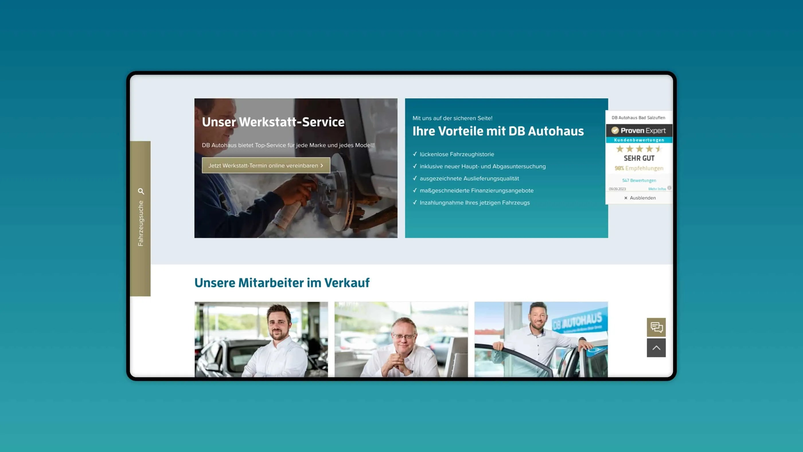 A screenshot of the website dbautohaus.de