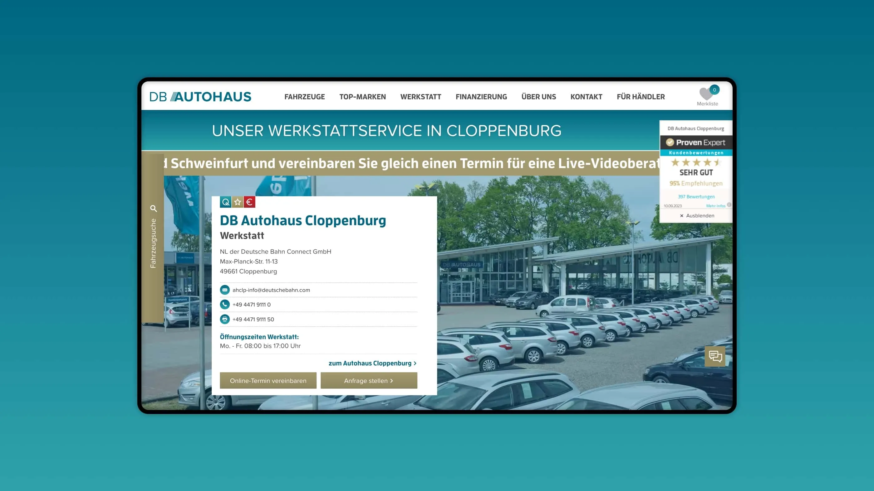 A screenshot of the website dbautohaus.de