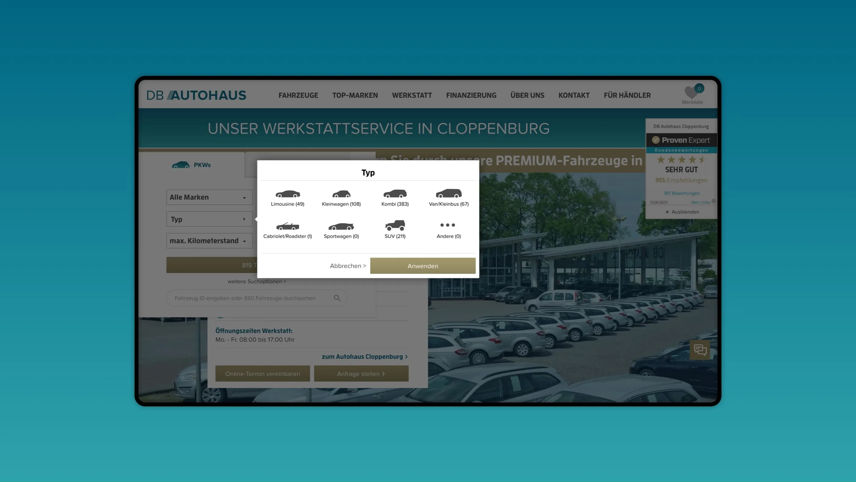 A screenshot of the website dbautohaus.de