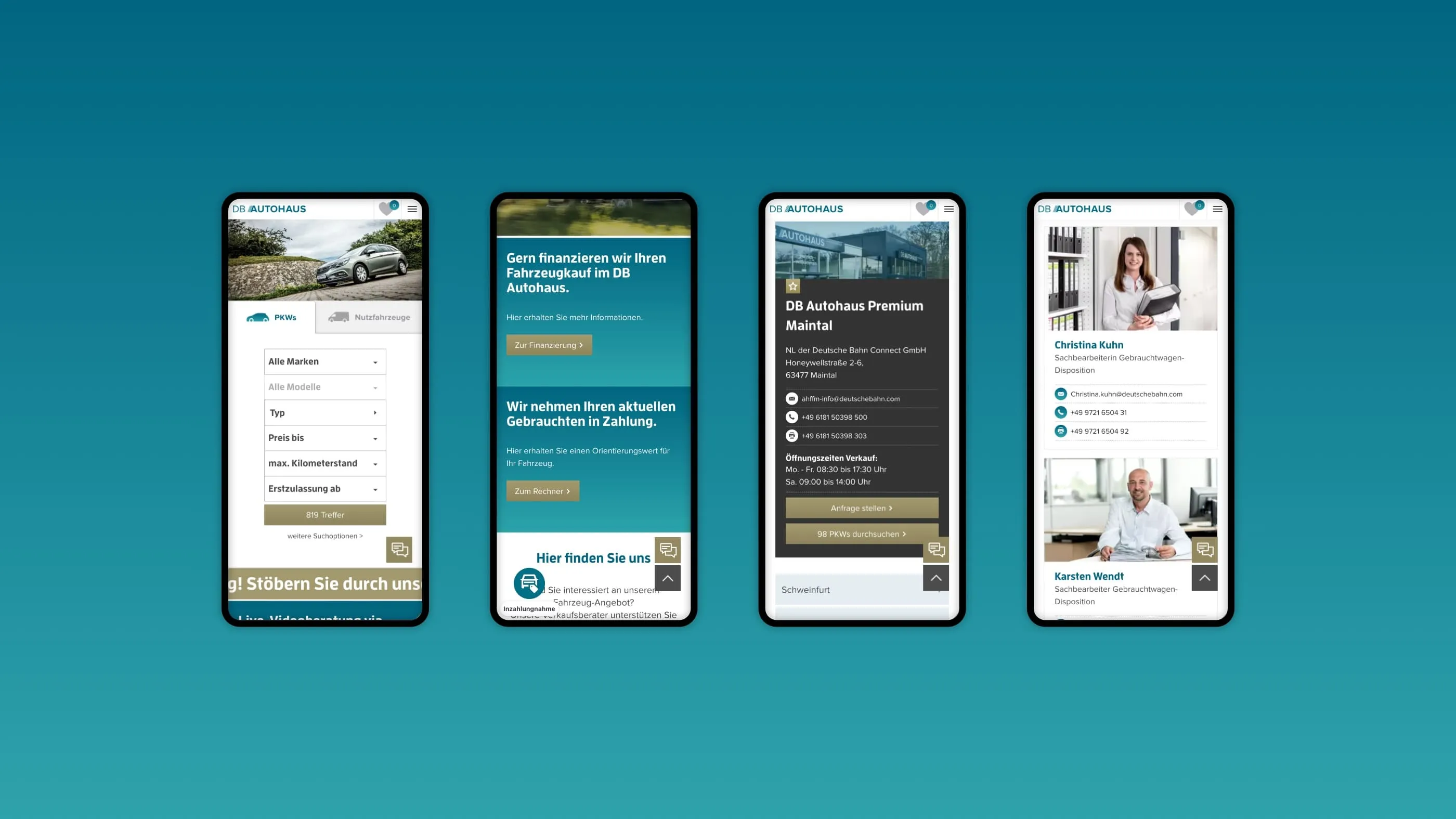 Mobile views of the dbautohaus.de website