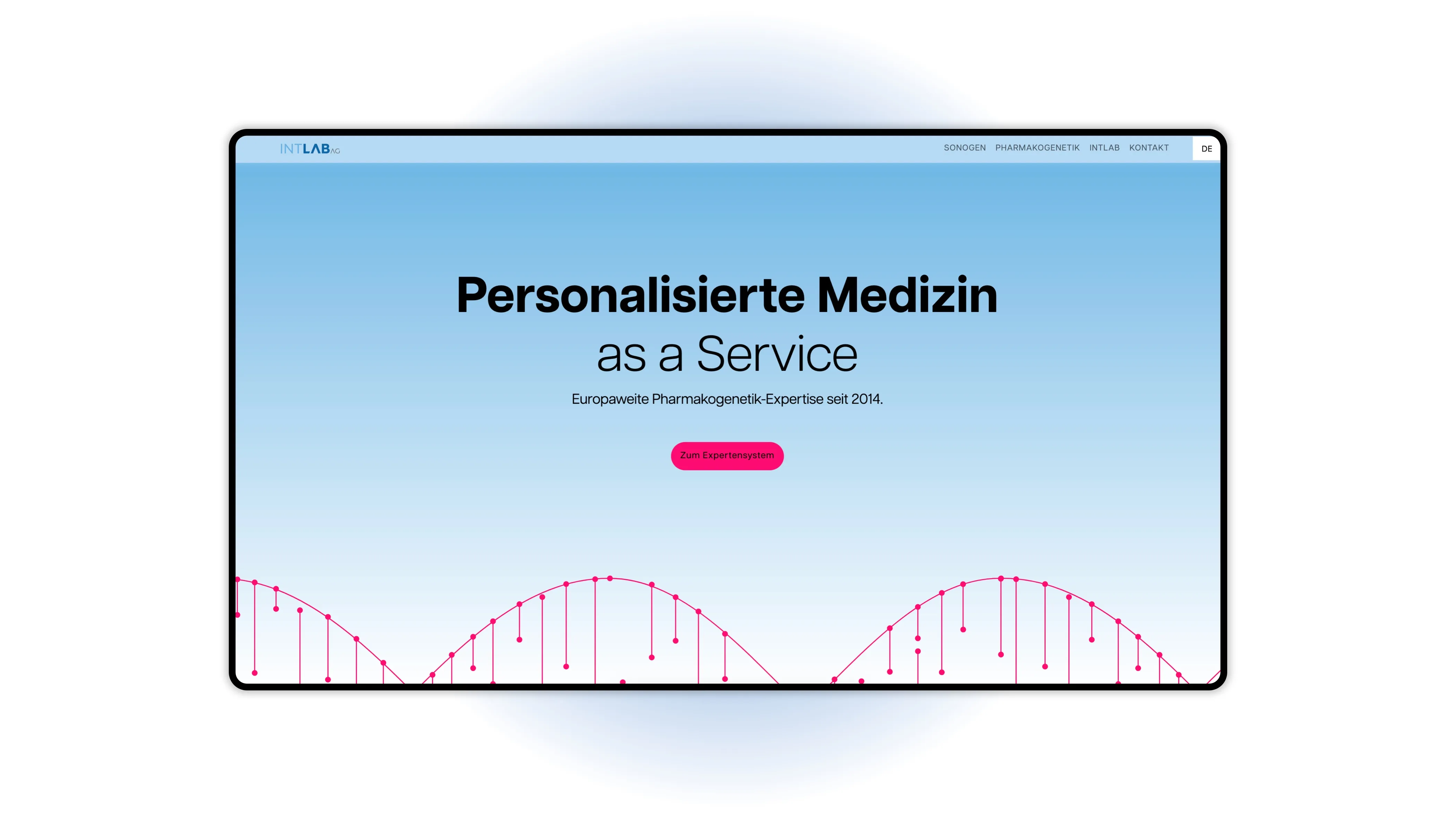 Ein Screenshot der Startseite von intlab.online