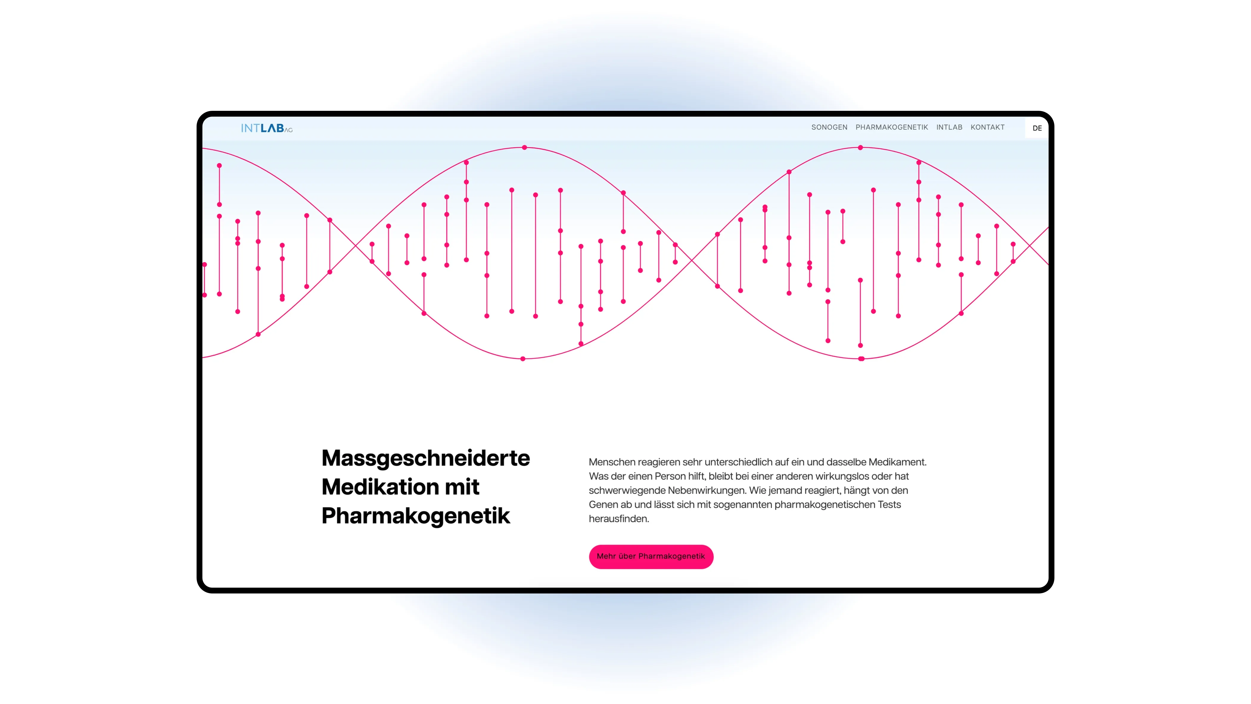 Ein Screenshot einer Detailseite von intlab.online mit einer animierten Grafik