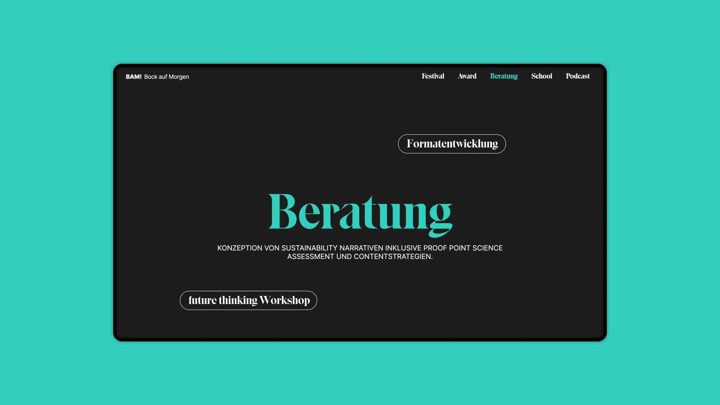 A screenshot of the website of BAM! - Bock auf morgen