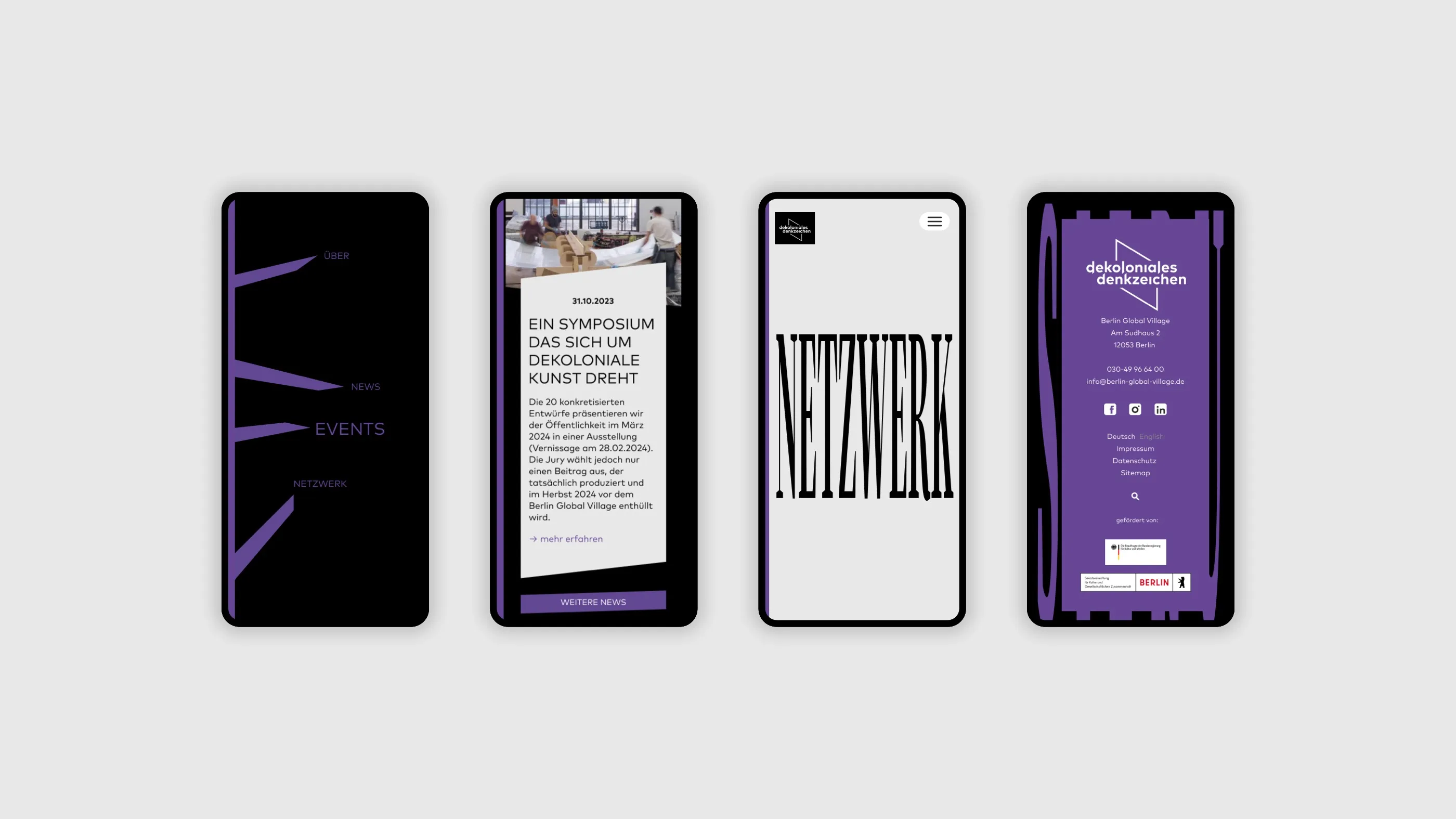 Handy-Ansichten der Website zum Dekolonialen Denkzeichen