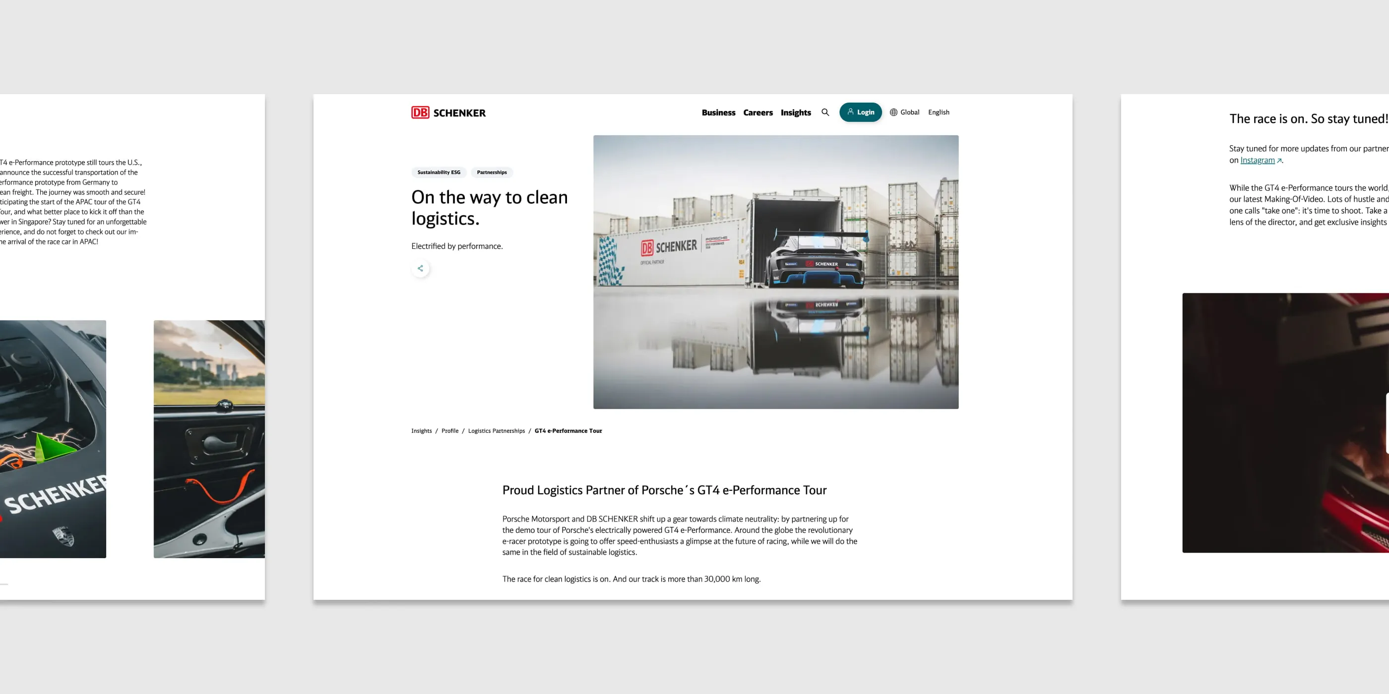 Screenshot from the DB SCHENKER website
