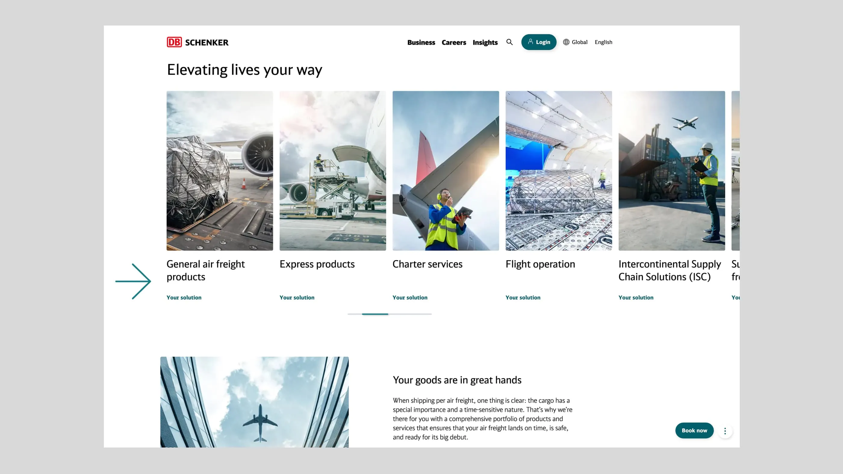 Screenshot from the DB Schenker website