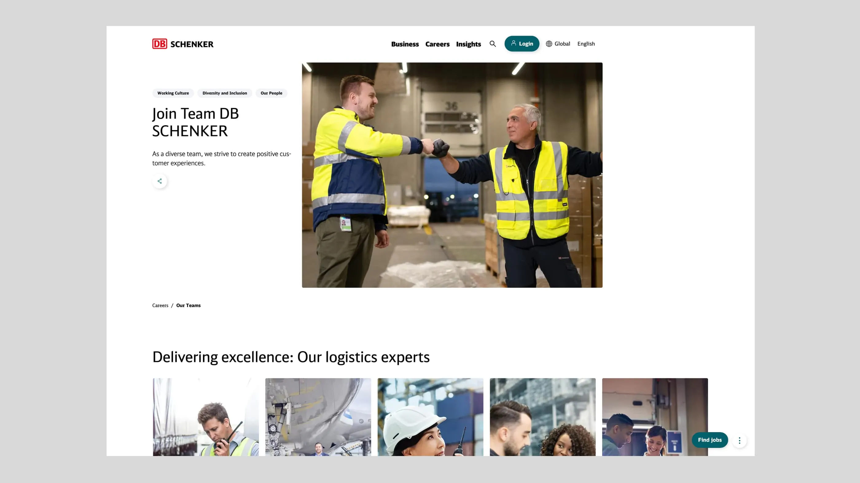Screenshot from the DB Schenker website