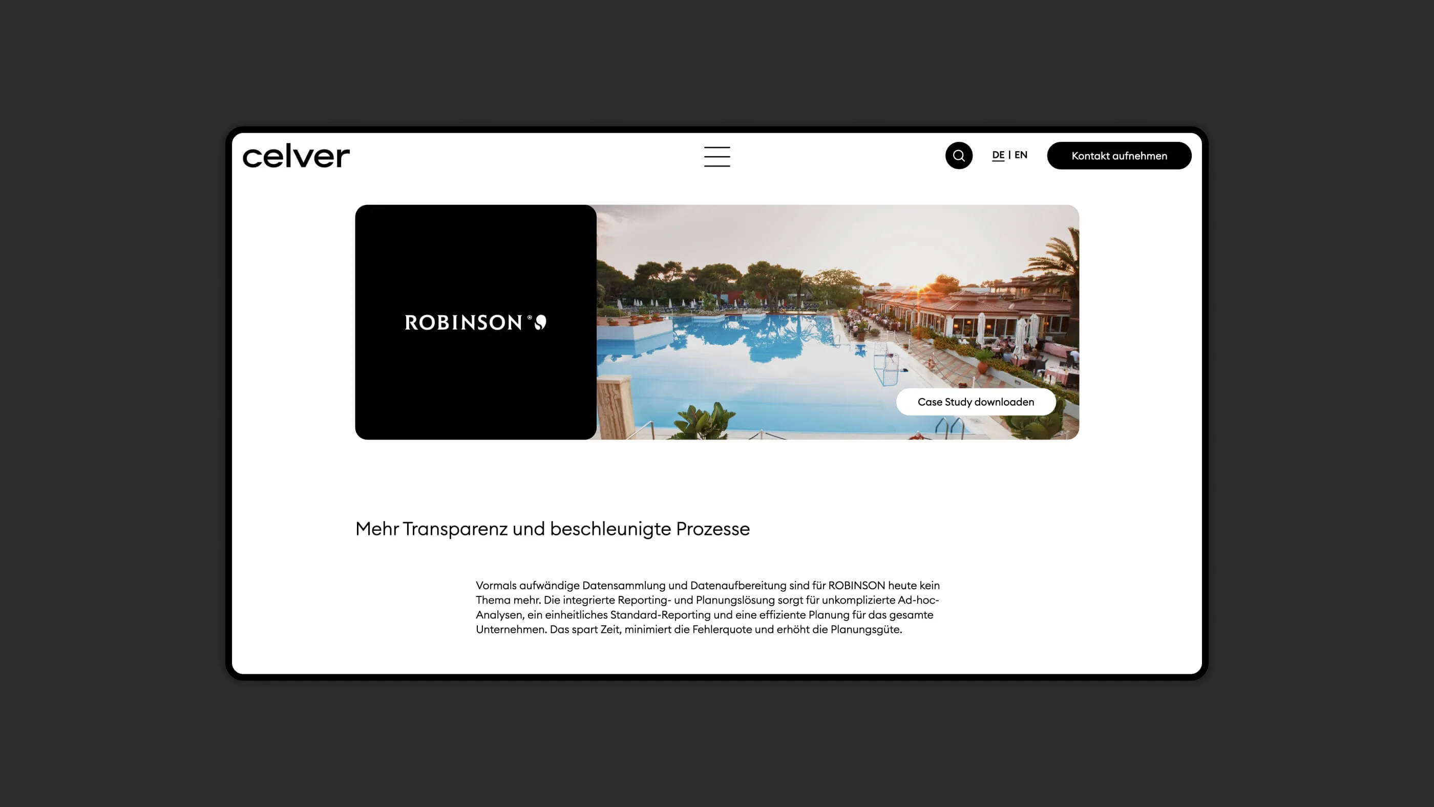 A screenshot of the header area of a detail page on the celver website